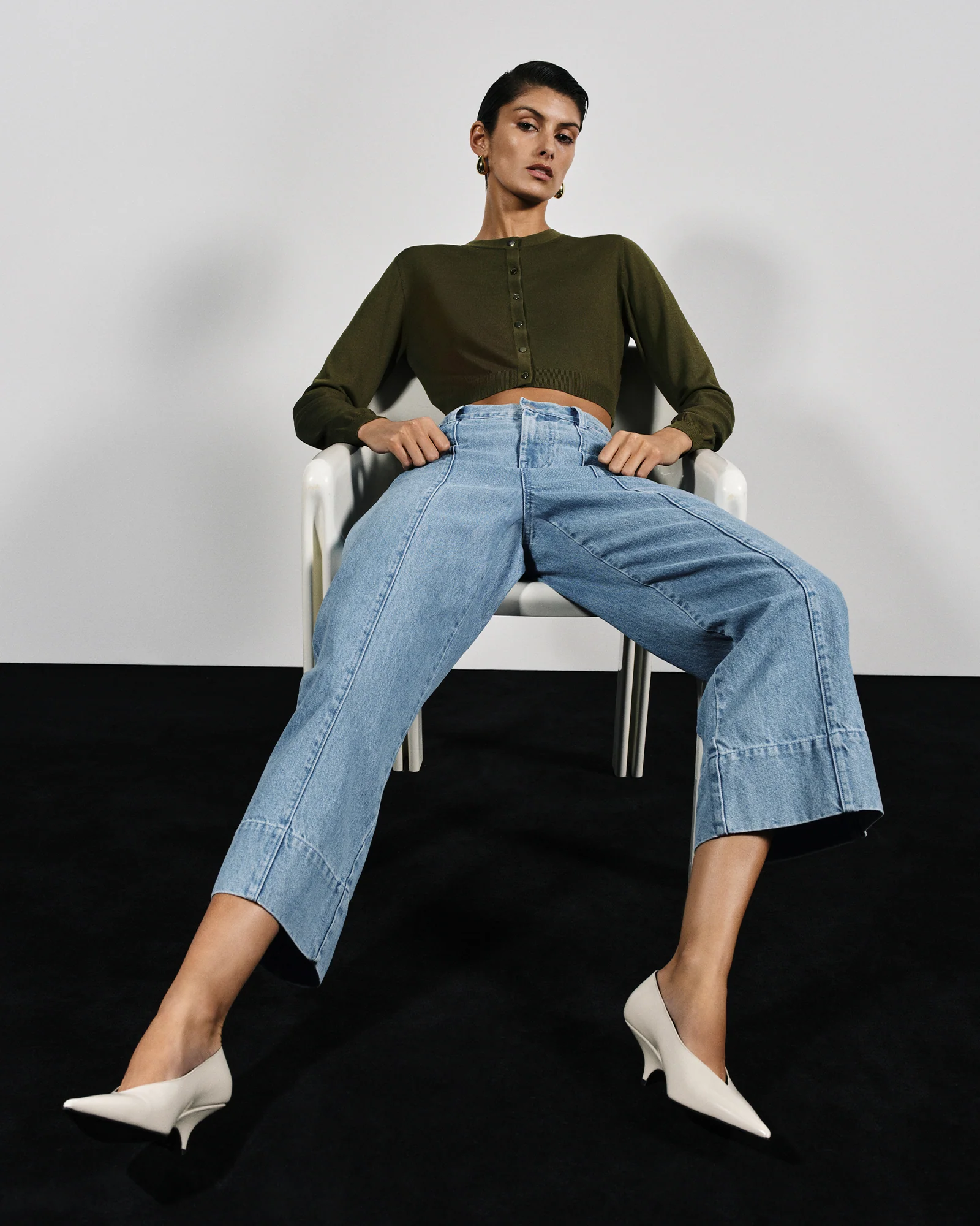 Washed Indigo Cropped Jean