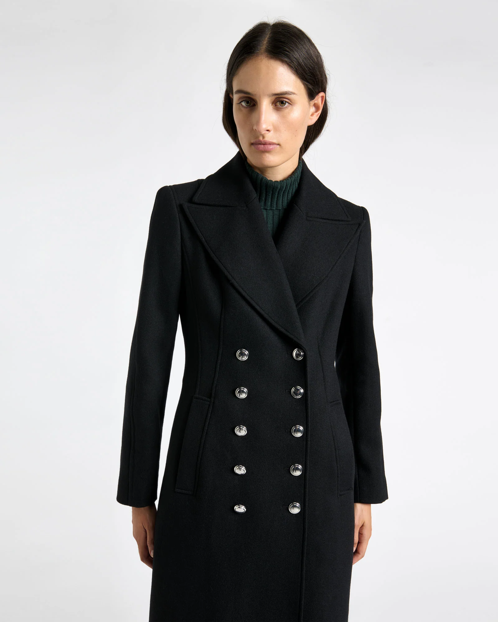 Italian Wool Military Hourglass Coat