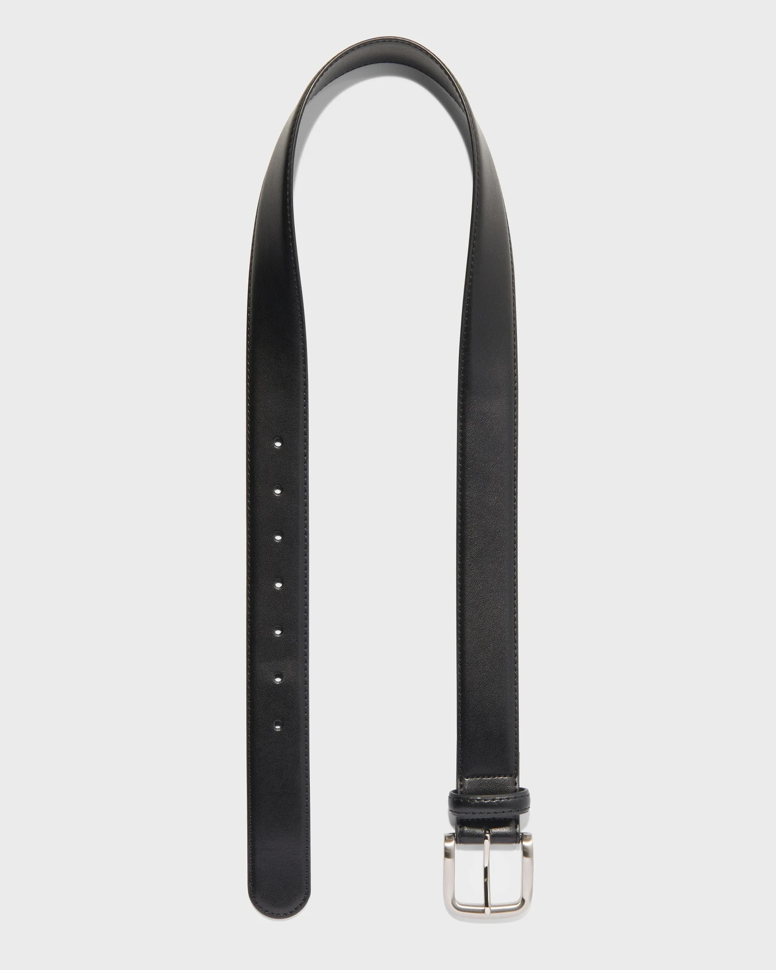 Silver Buckle Leather Boyfriend Belt
