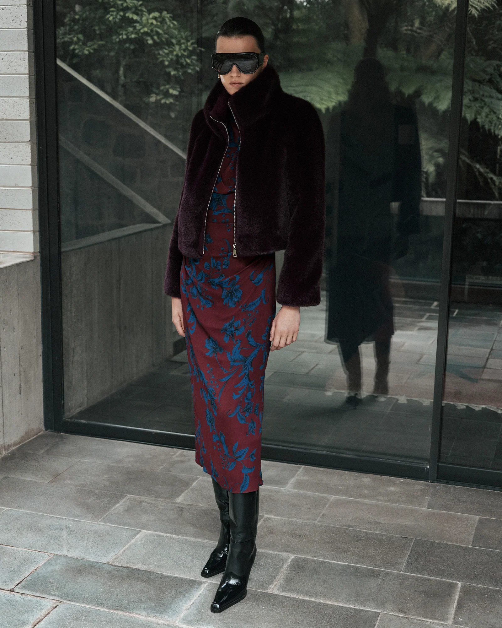 Indigo Ivy Draped Neck Midi Dress