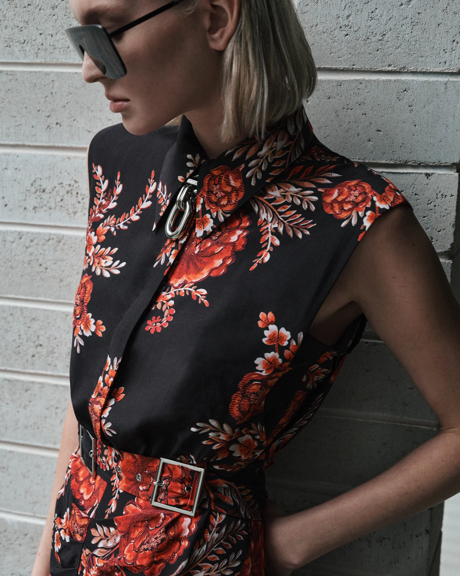 Etched Floral Viscose Midi Dress