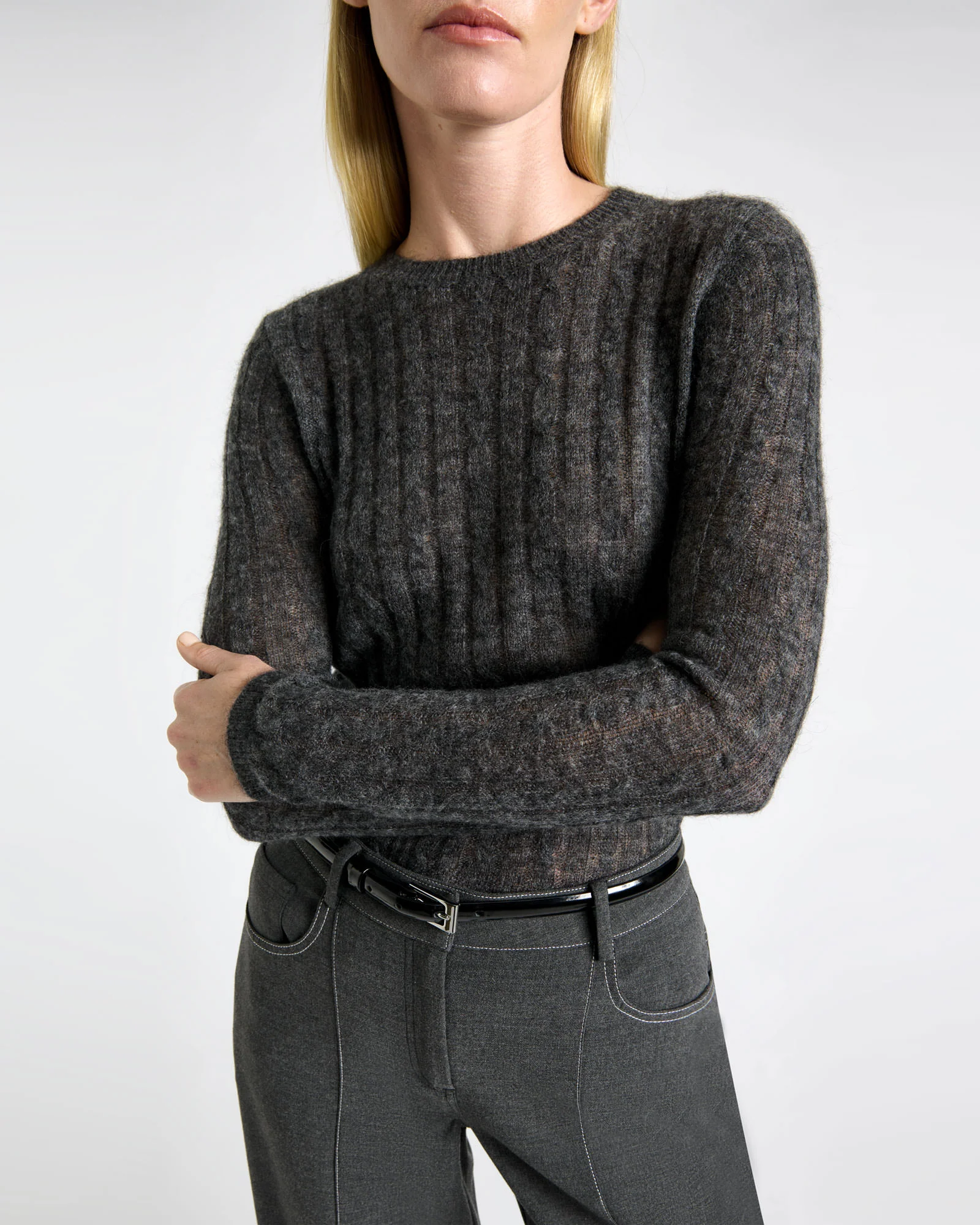 Fine Alpaca Cable Knit Sweater