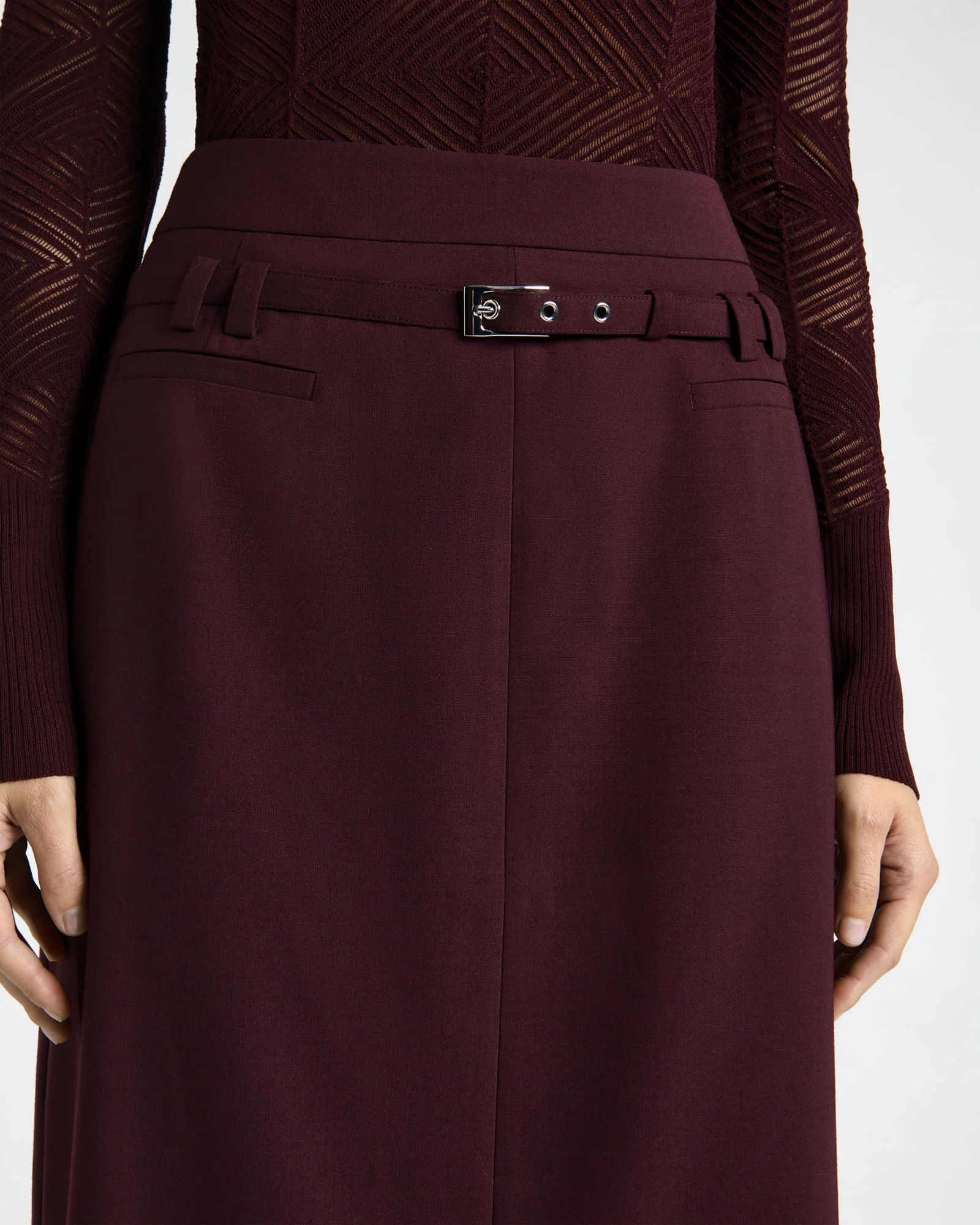 European Tailored Column Midi Skirt