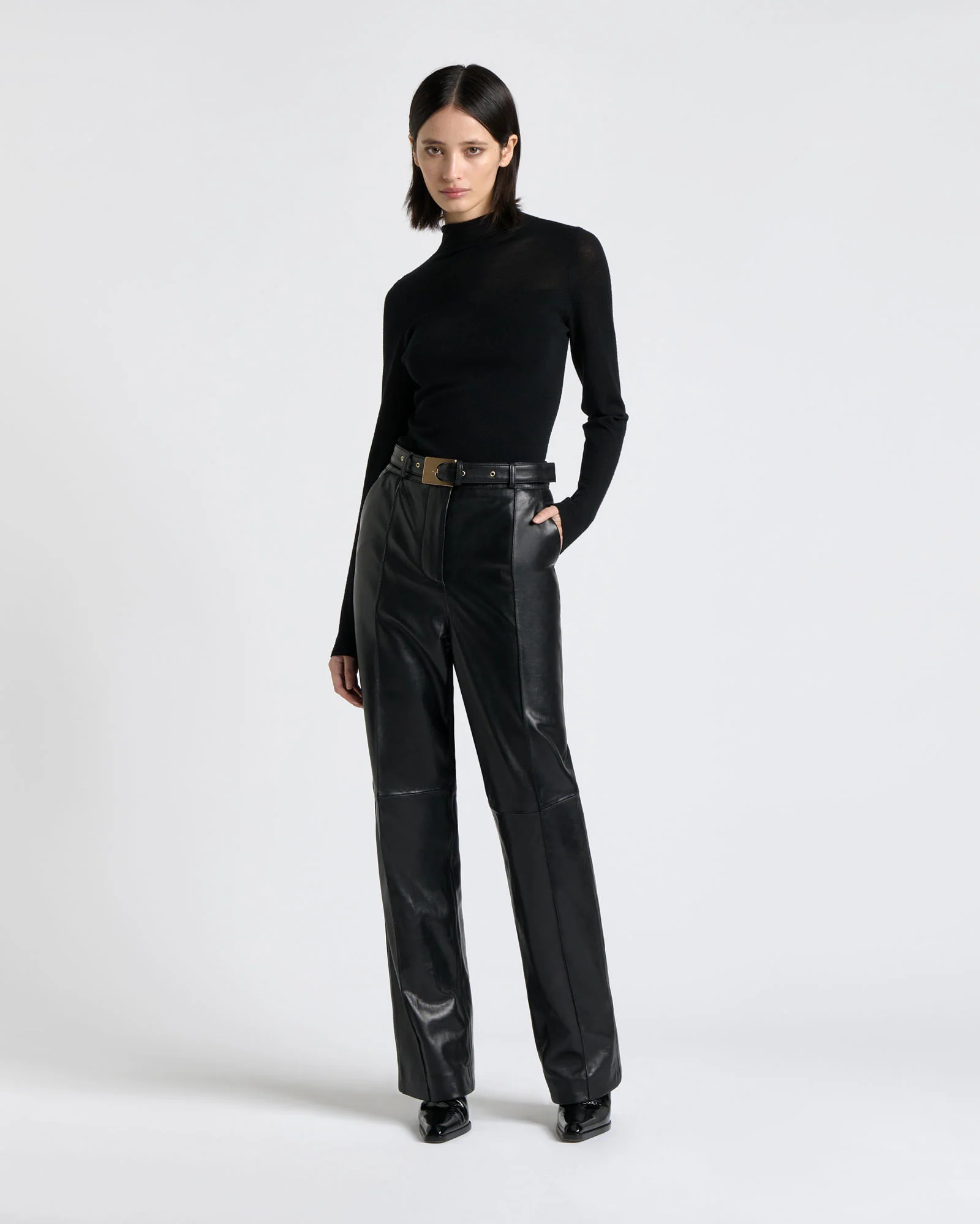 Leather Belted Slim Pant