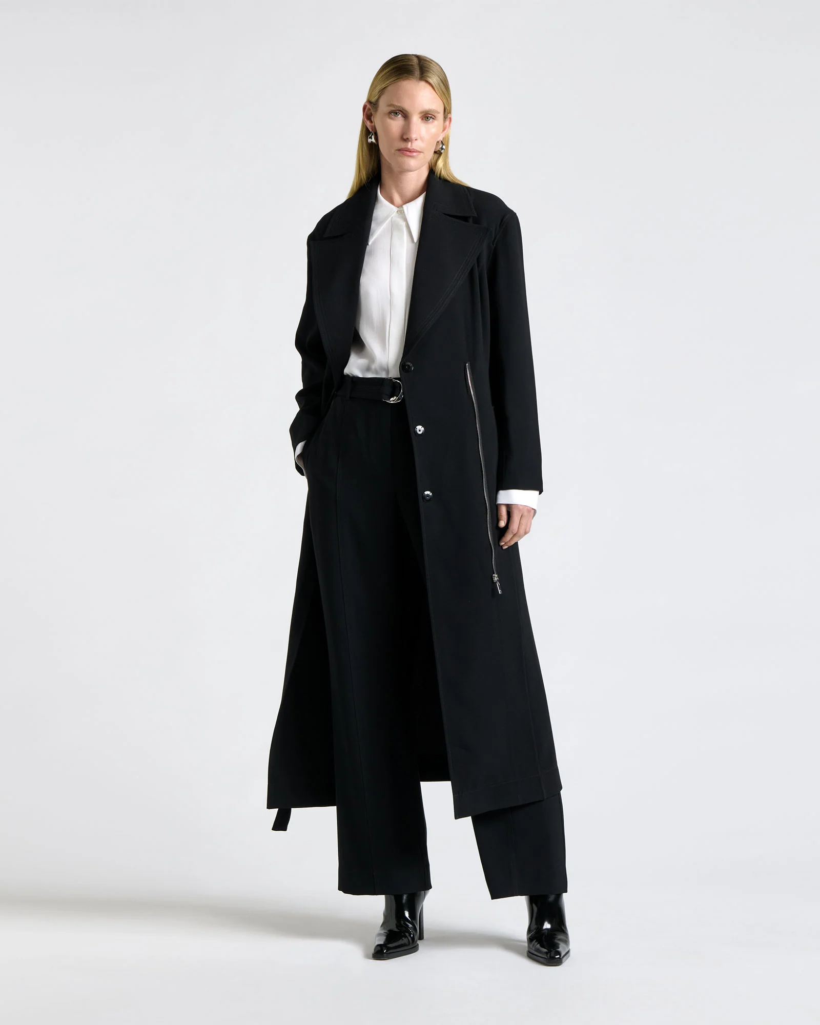 Recycled Crepe Belted Trench