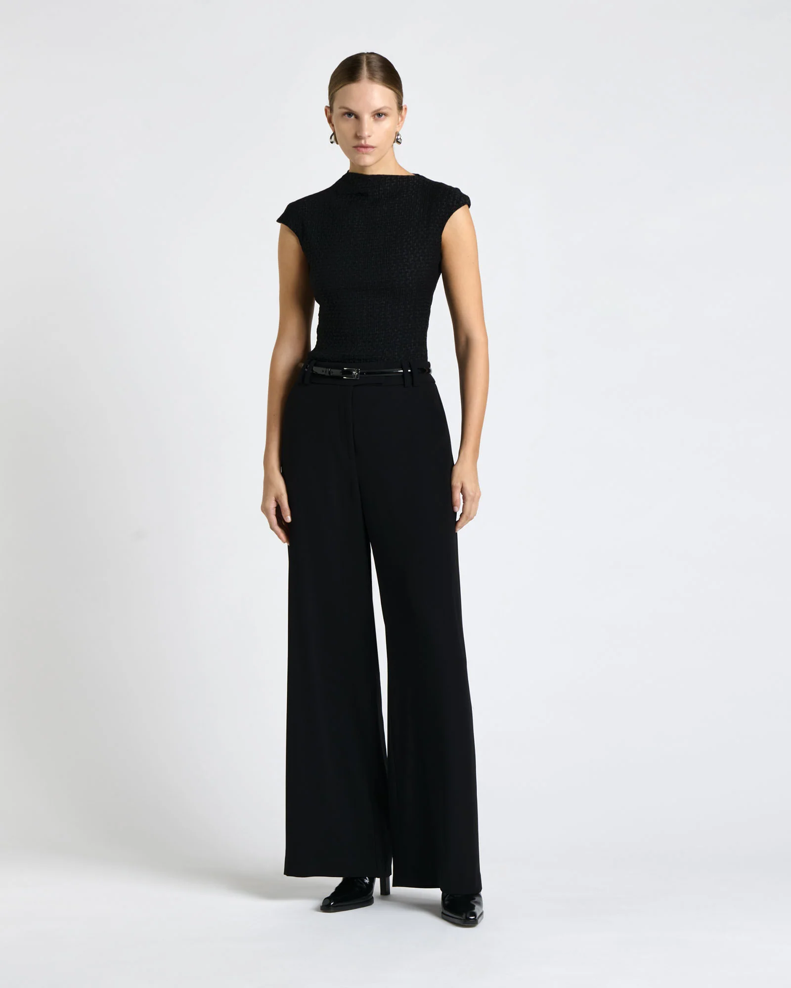 Soft Shirred Jacquard Top