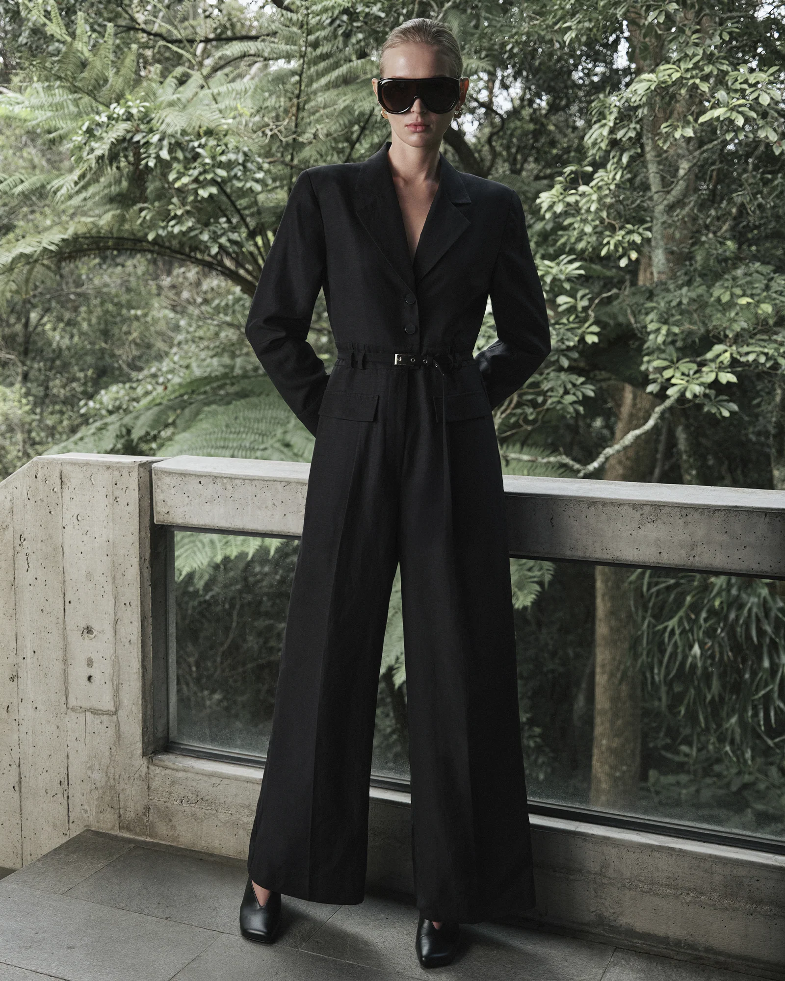 Viscose Linen Collared Jumpsuit