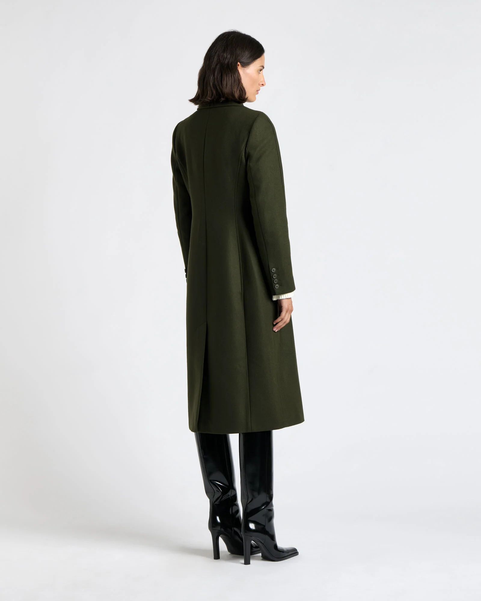 Olive Italian Wool Military Hourglass Coat