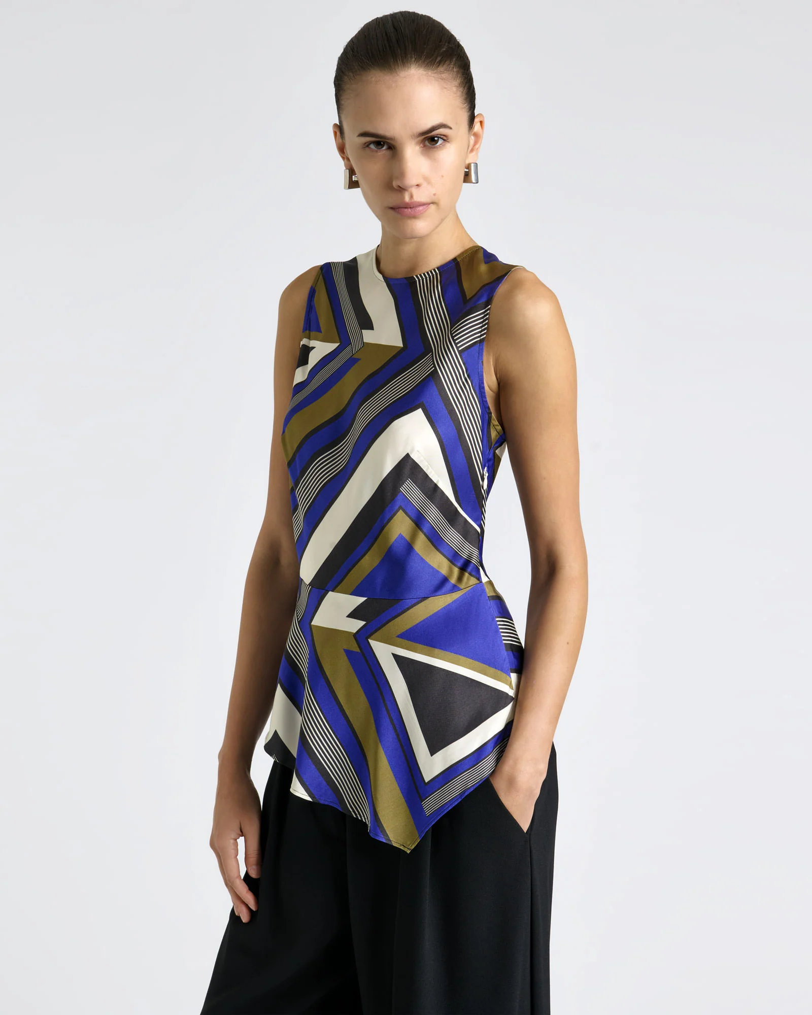 Cobalt Tile Peplum Top