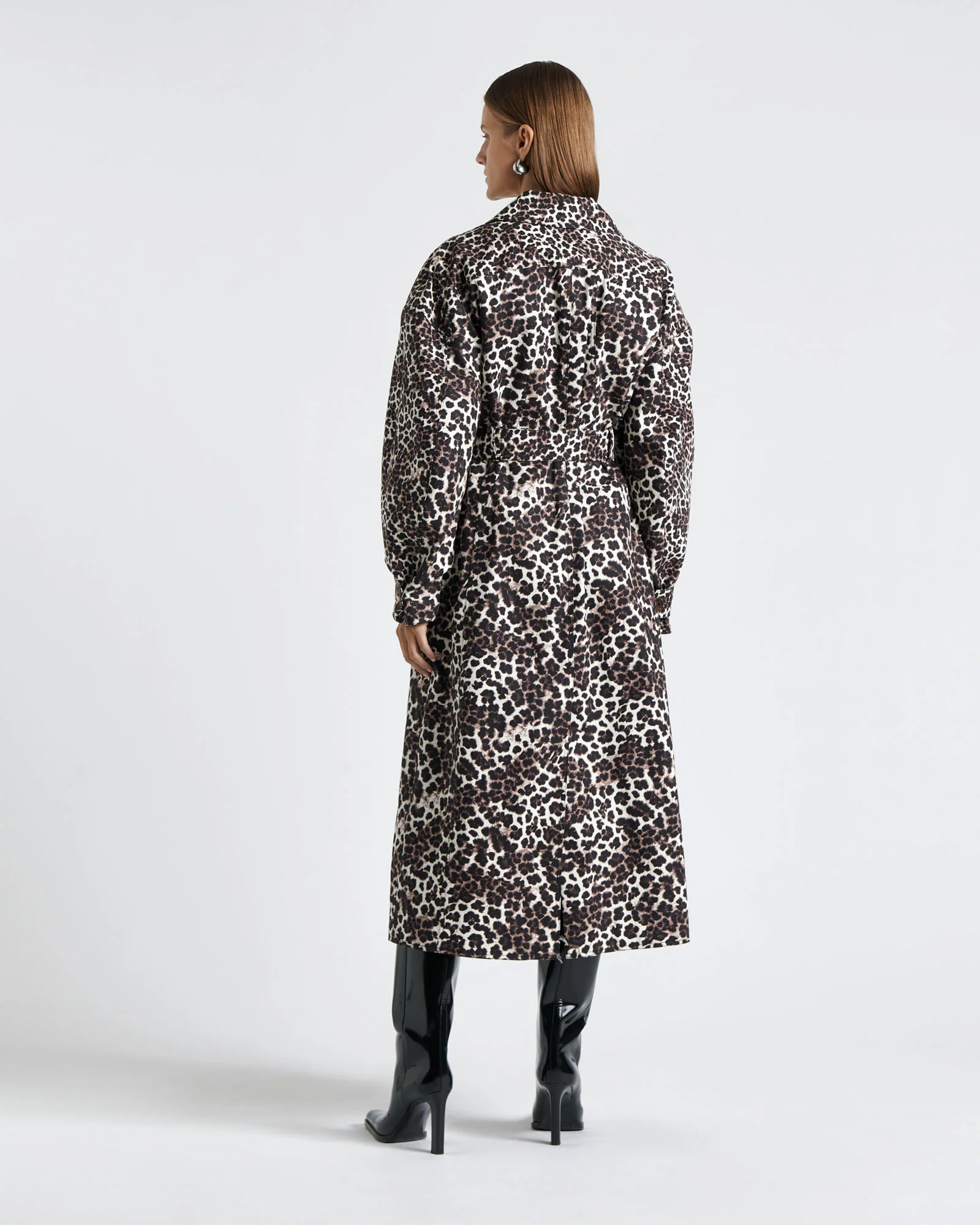 Leopard Cotton Drill Trench Coat