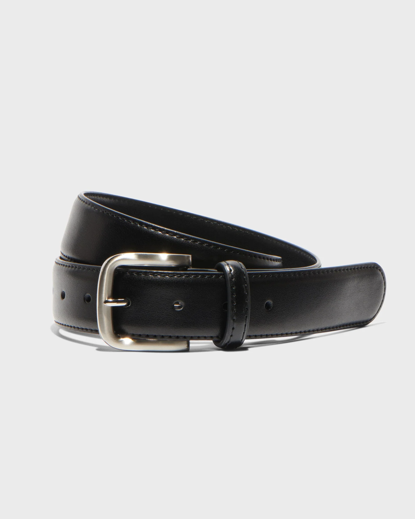 Silver Buckle Leather Boyfriend Belt