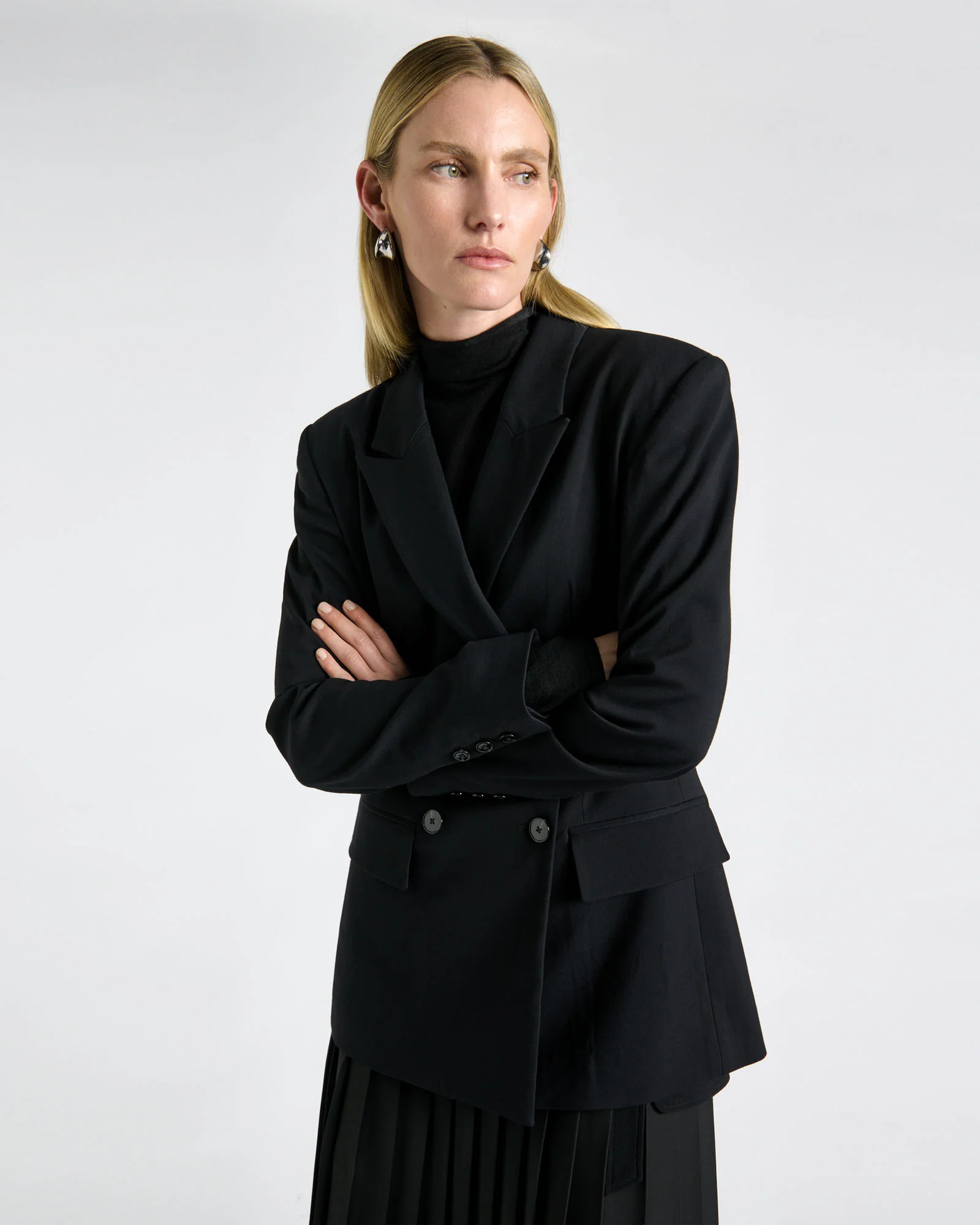 Viscose Twill Double Breasted Jacket