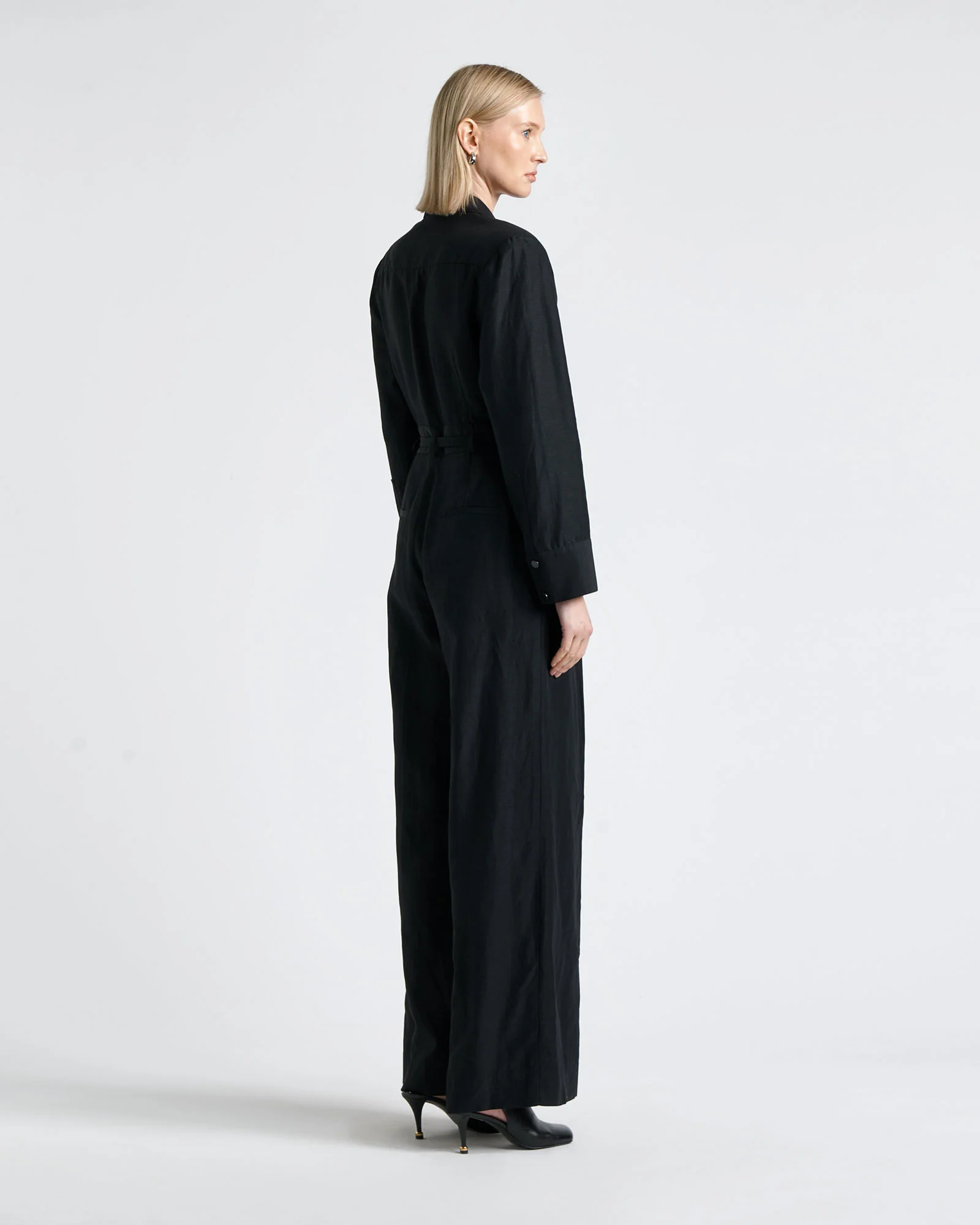 Viscose Linen Collared Jumpsuit