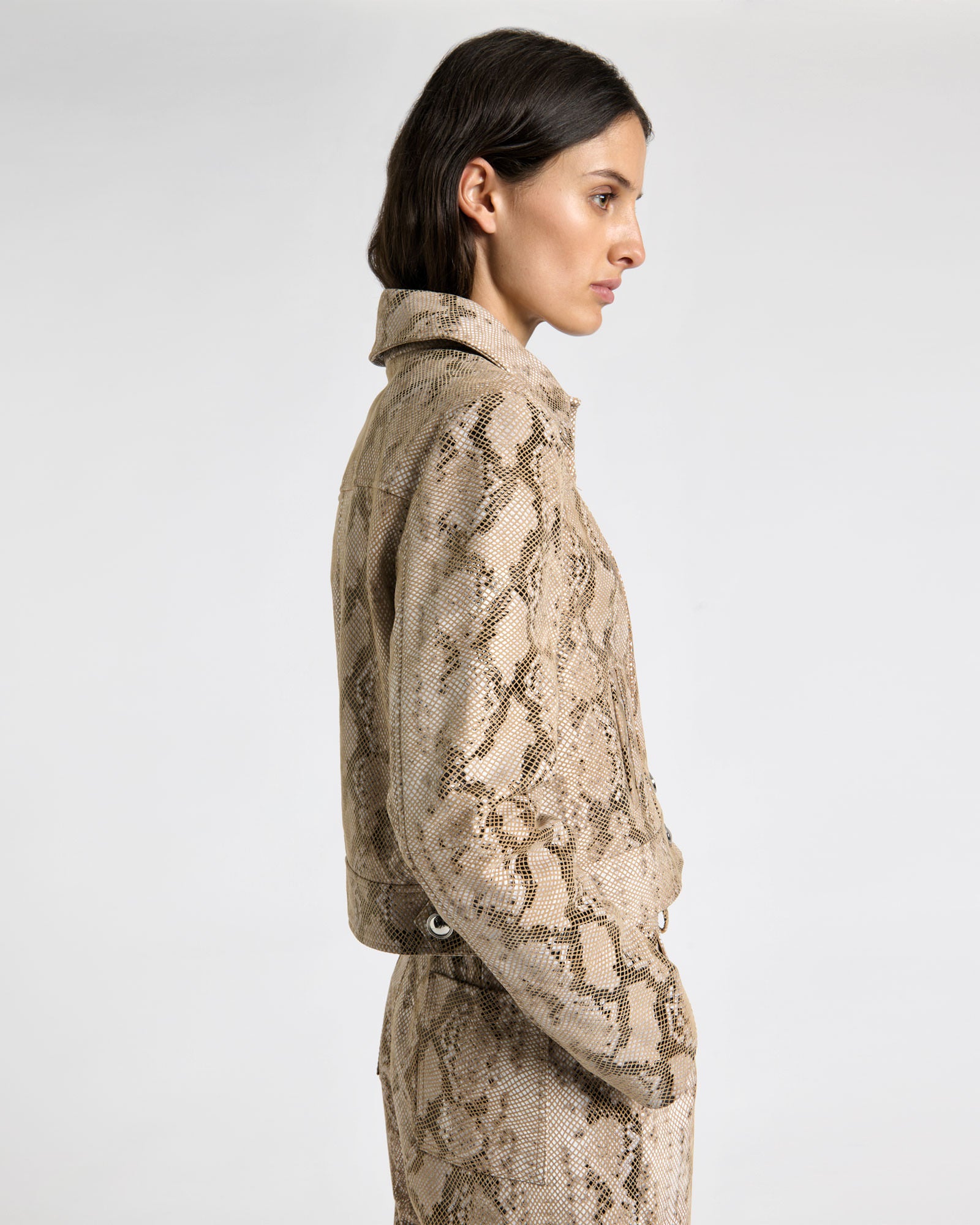 Snake Embossed Patent Leather Jacket