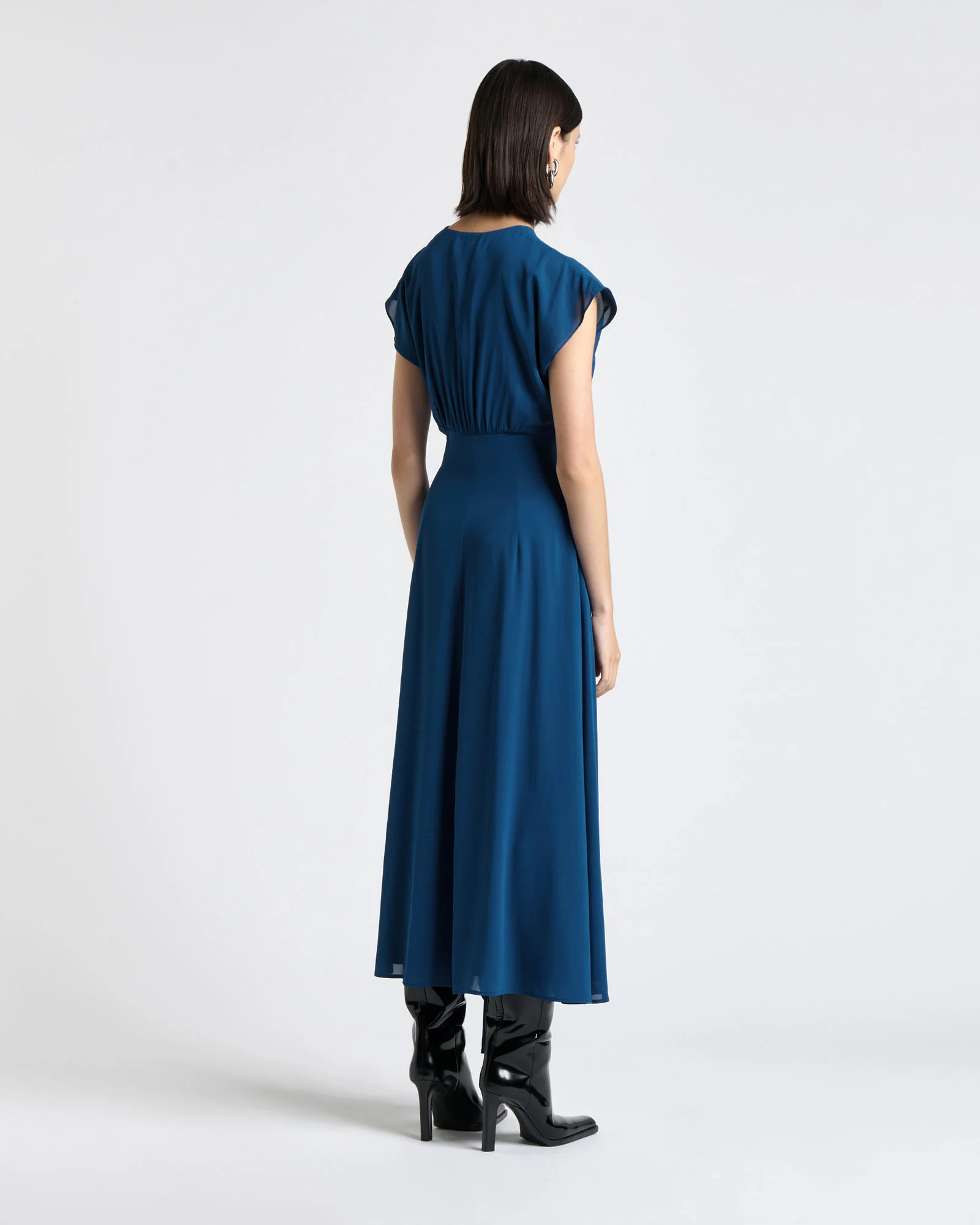 Lapis Blue Soft Viscose Midi Dress