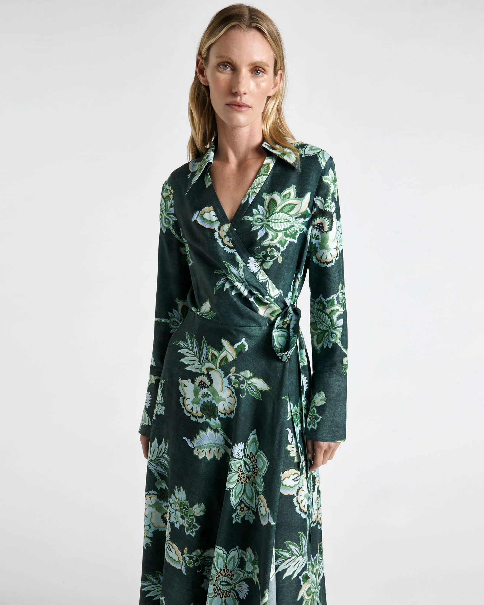 Chintz Laurel Viscose Silk Blend Wrap Dress