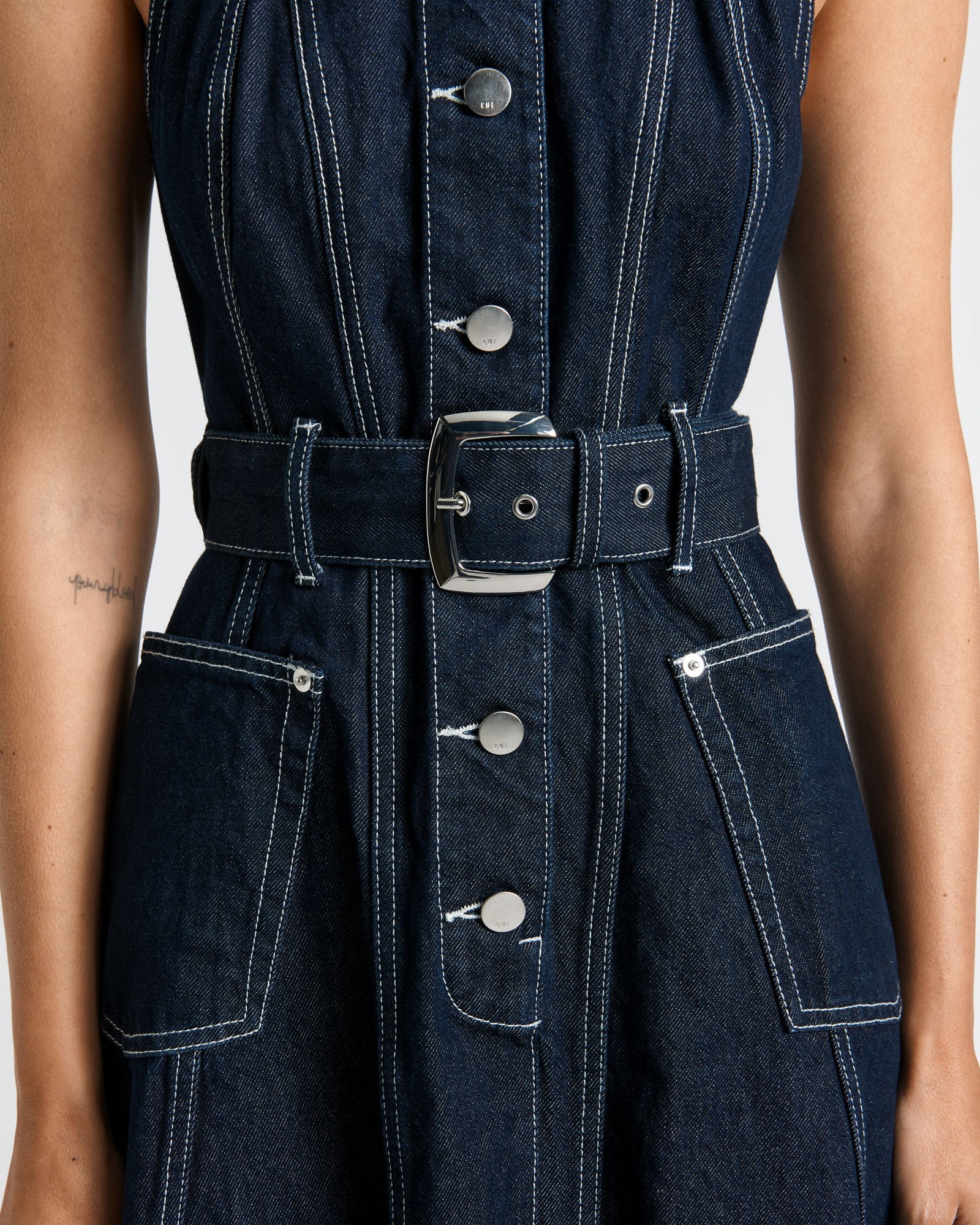 Dark Indigo Denim Midi Dress