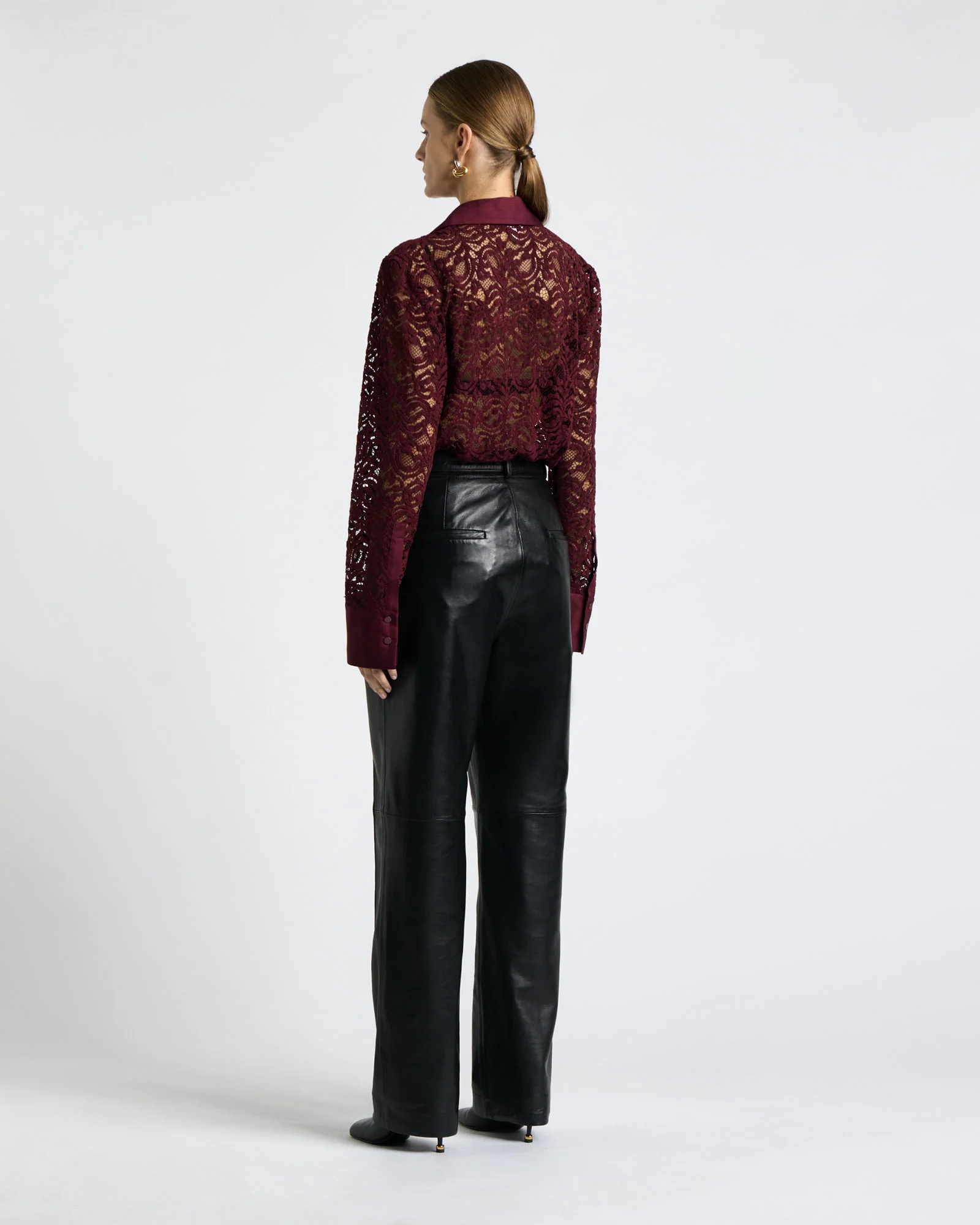 European Flocked Lace Shirt