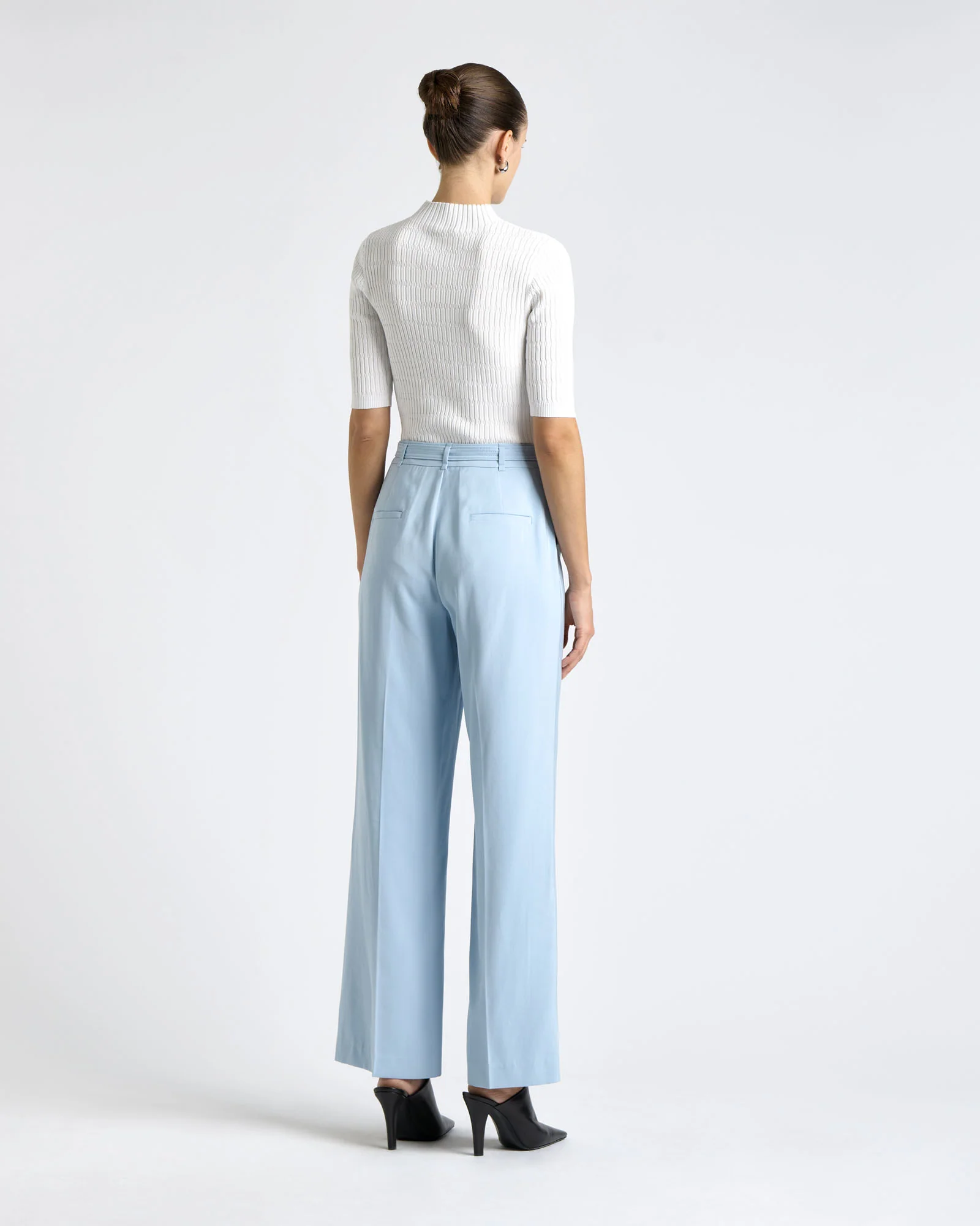 Textured Elbow Sleeve Funnel Neck Knit