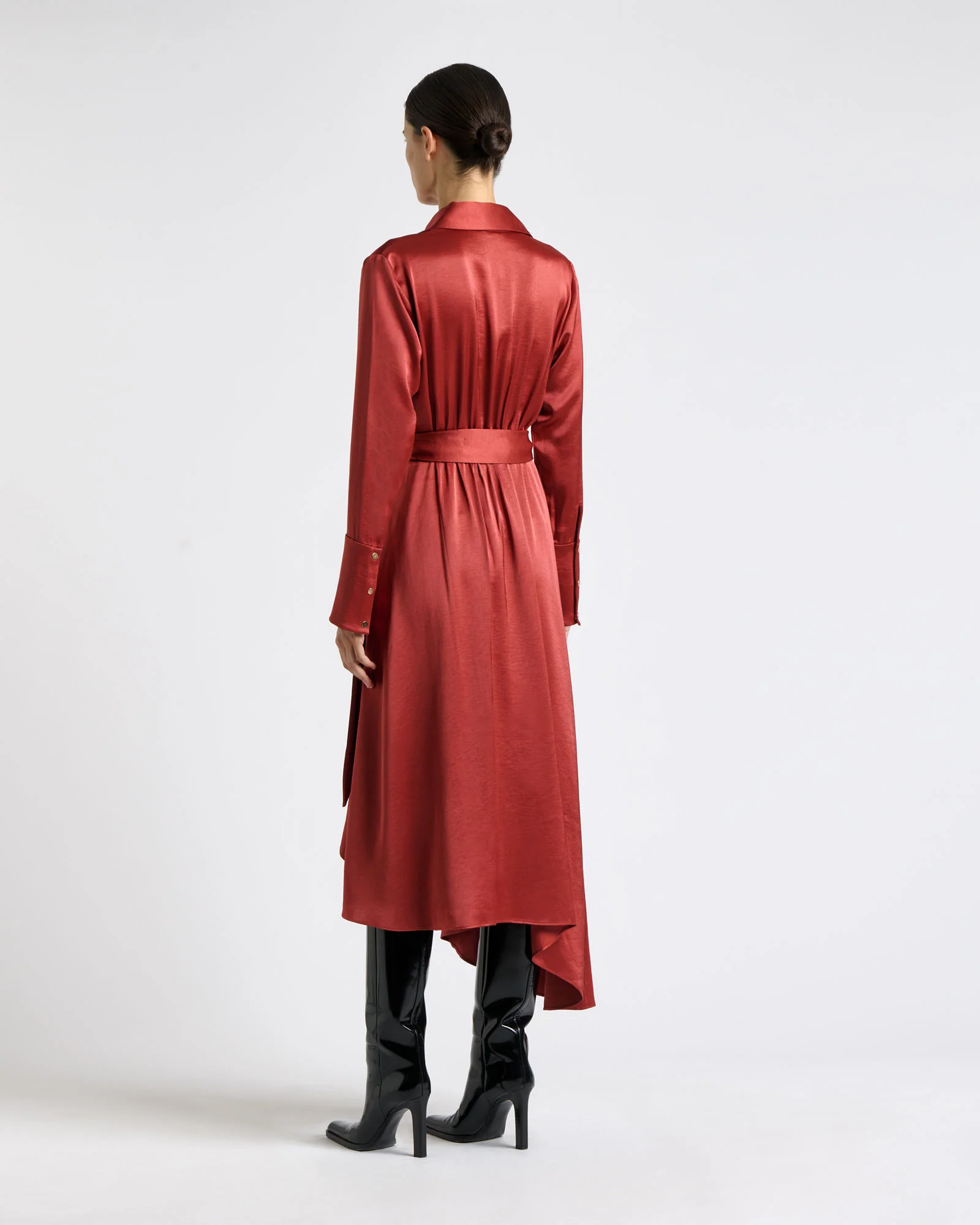 Viscose Blend Asymmetric Hem Midi Dress