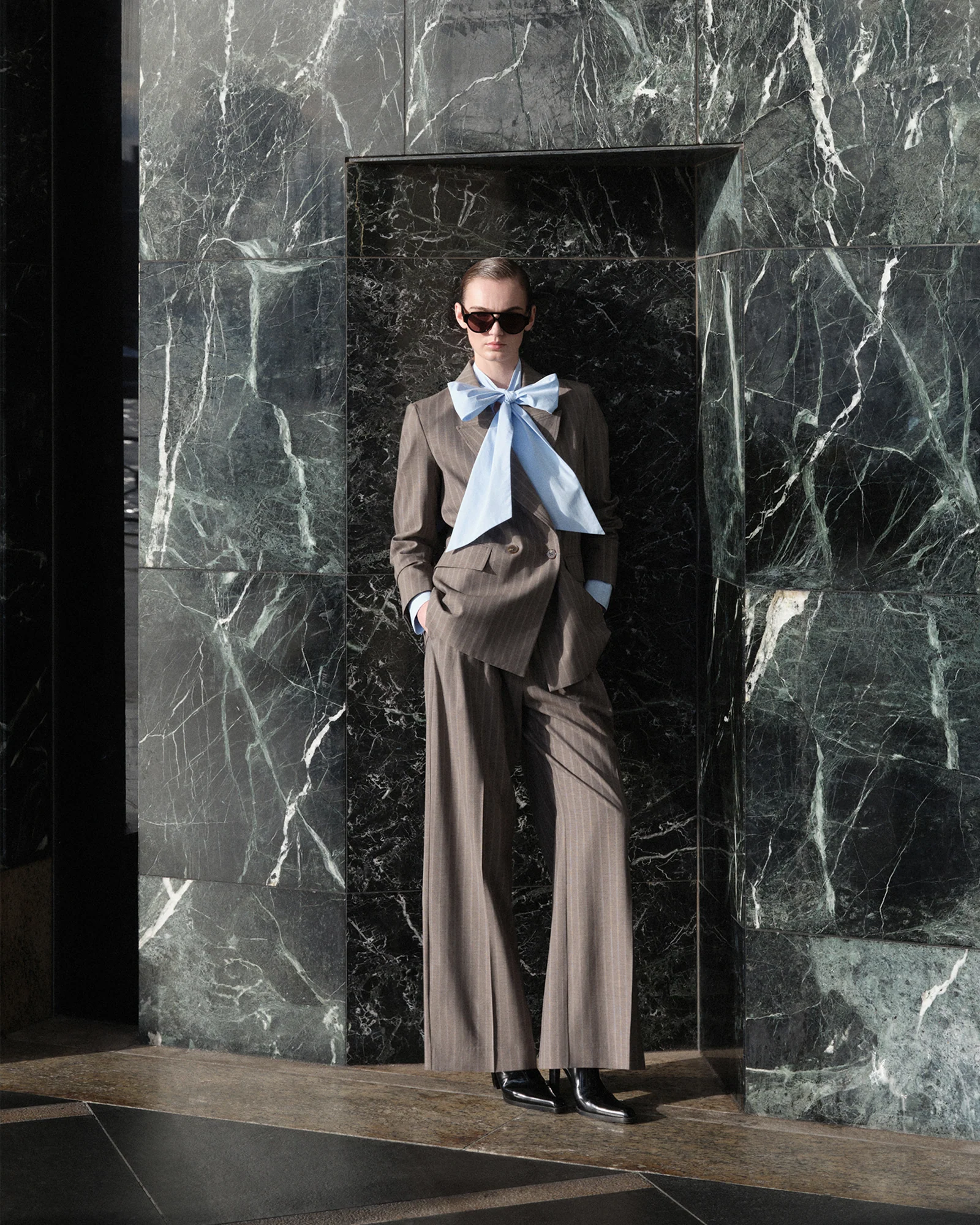 European Stripe Pleated Pant