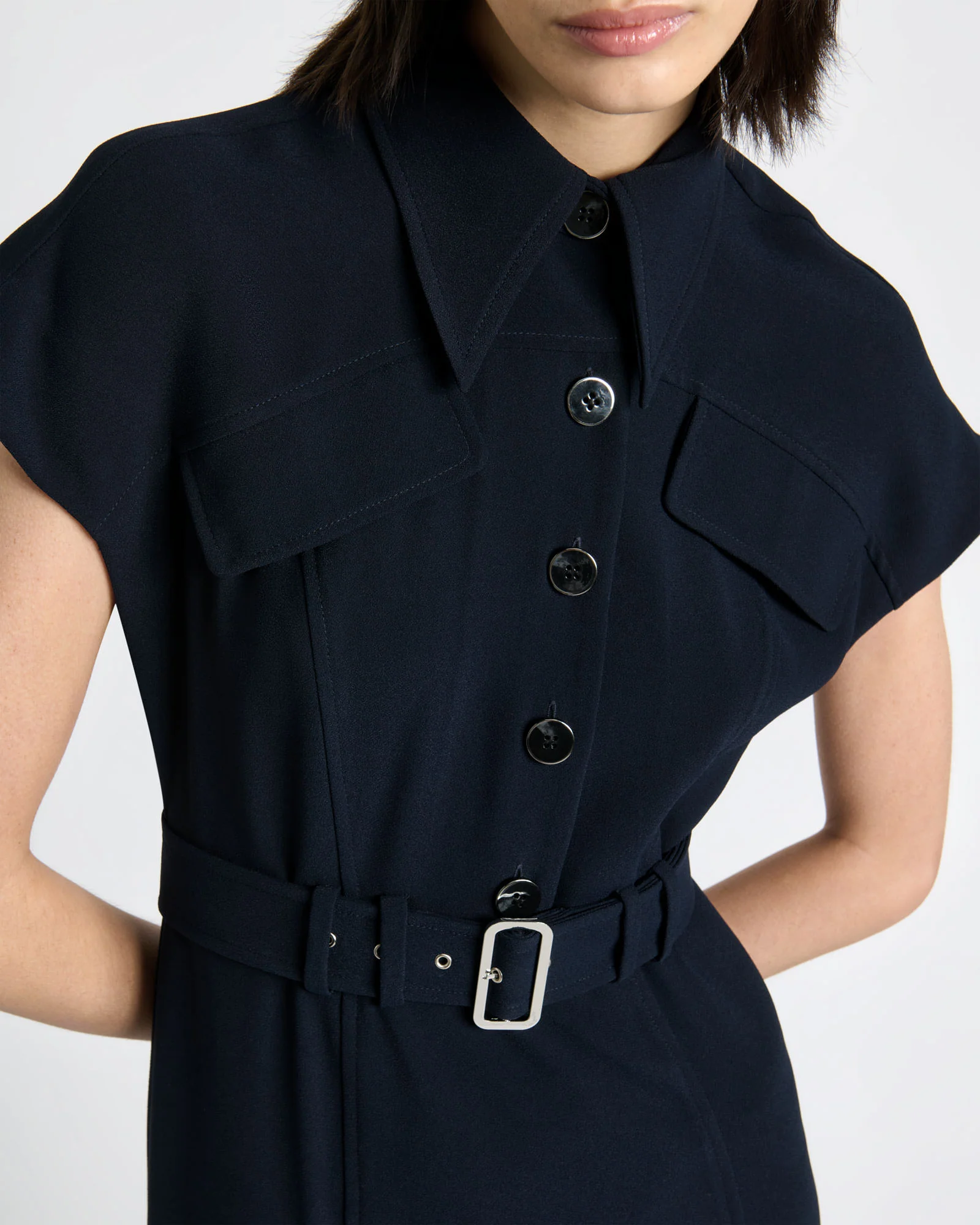 Satin Back Crepe Midi Dress