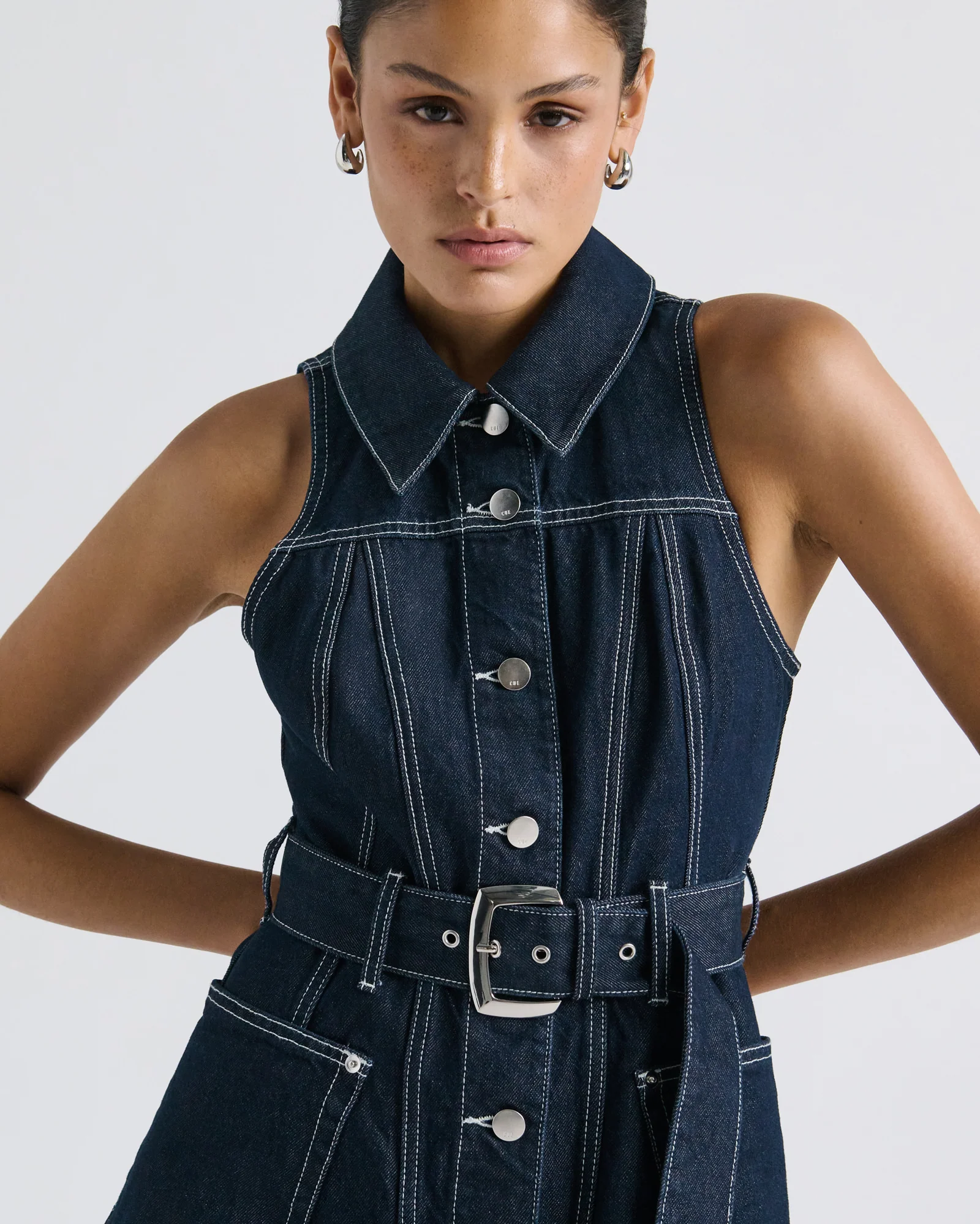 Dark Indigo Denim Midi Dress