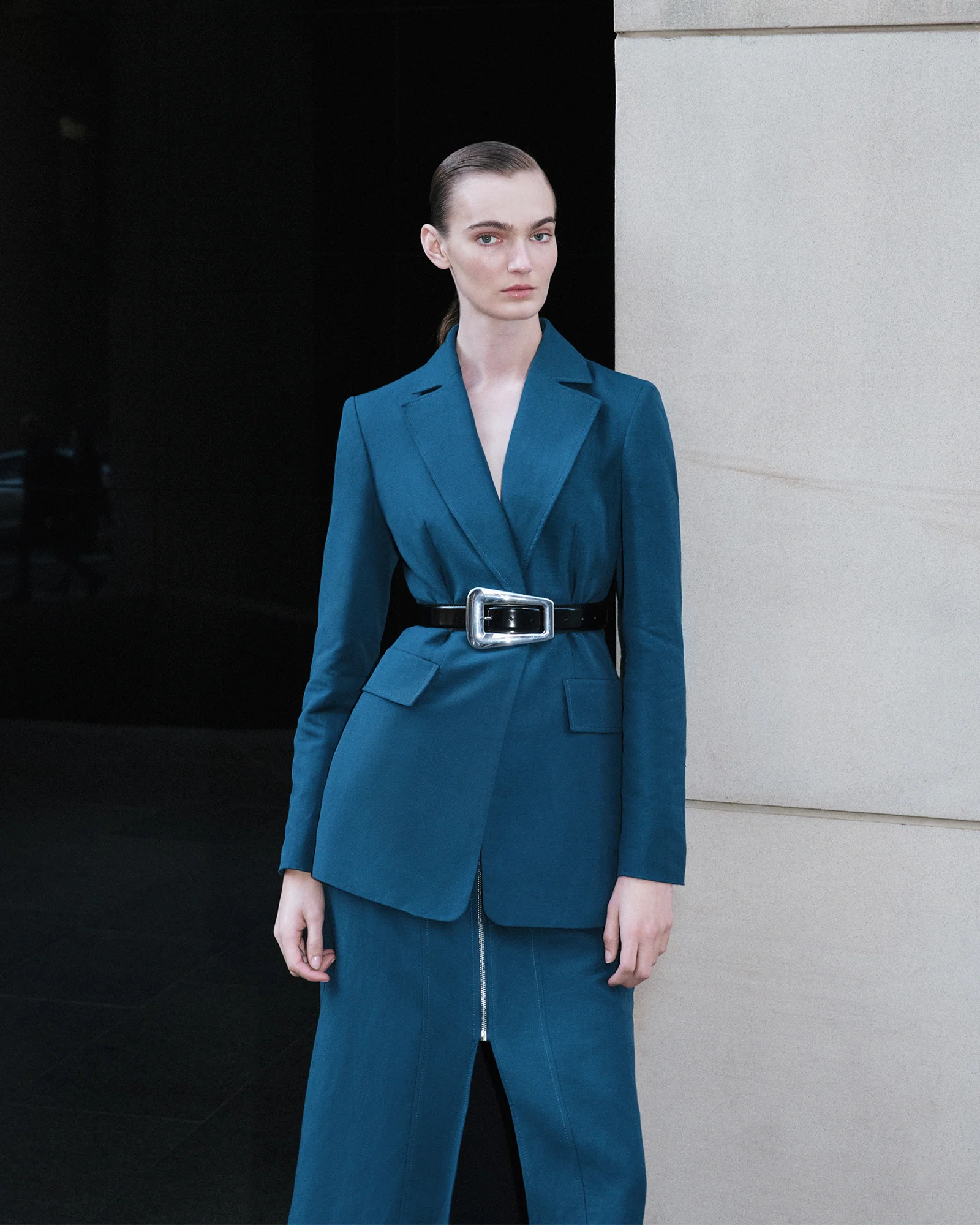 Linen Blend Hourglass Blazer