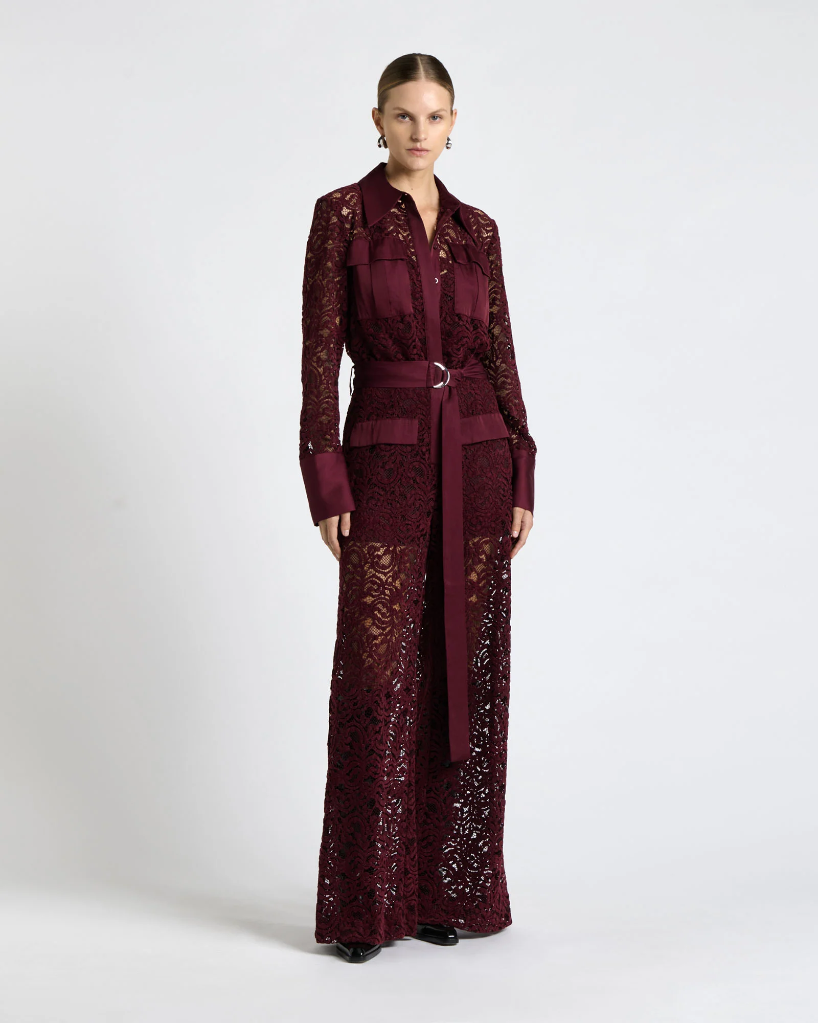 European Flocked Lace Jumpsuit