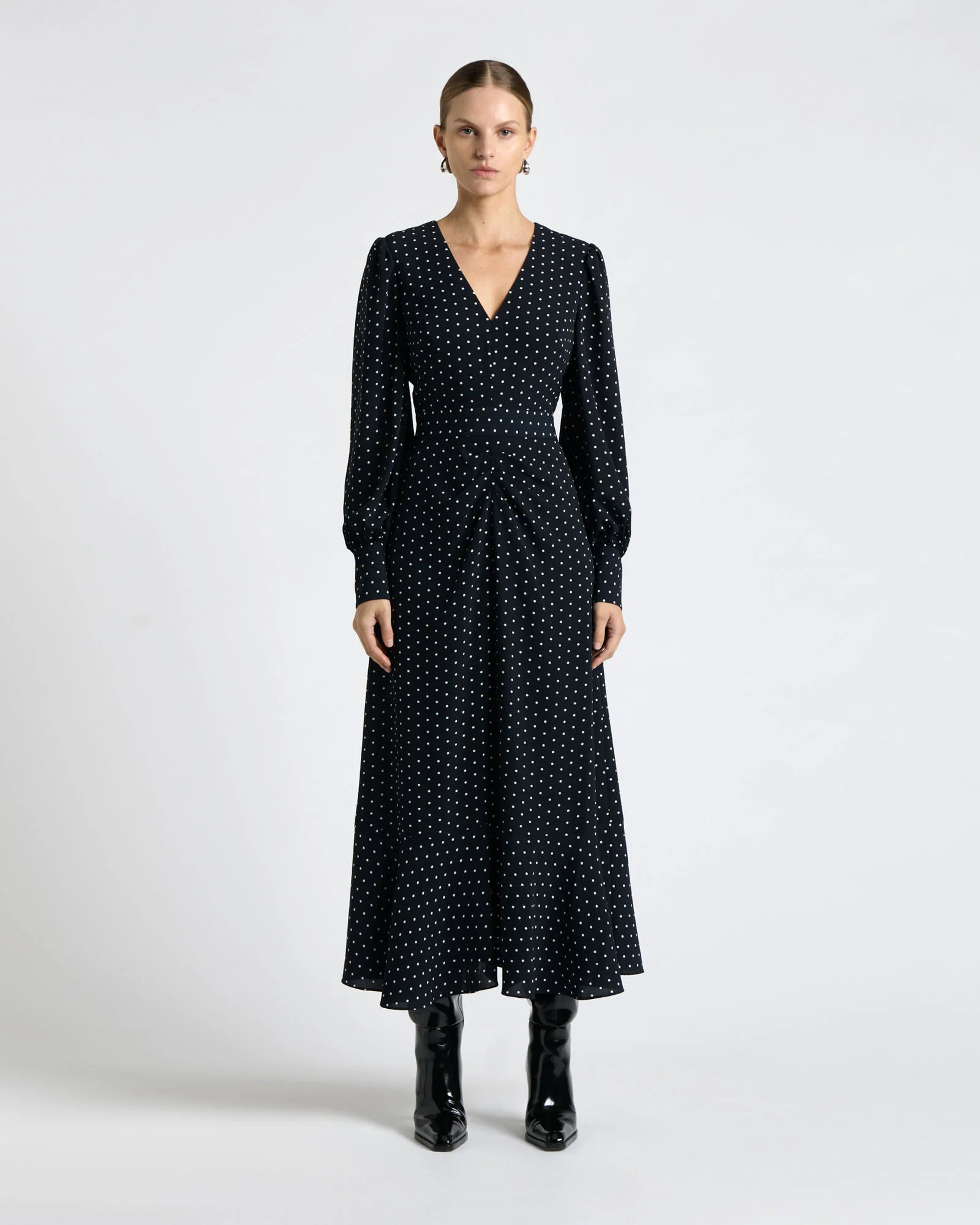 Textured Georgette Spot Midi Dress