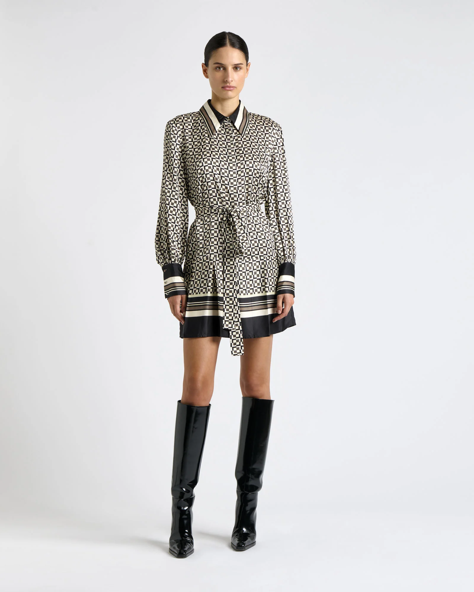 Monochrome Geo Shift Mini Dress