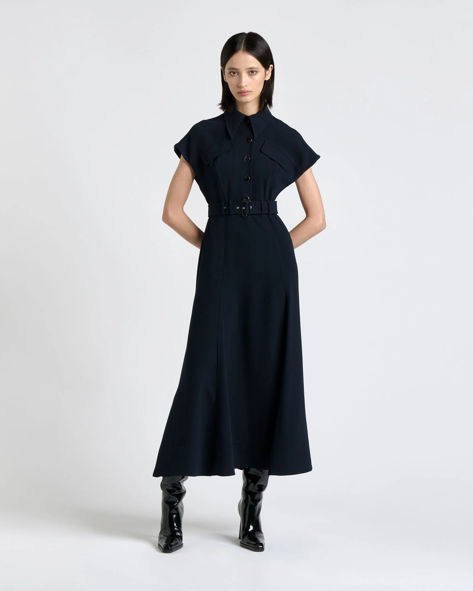 Satin Back Crepe Midi Dress