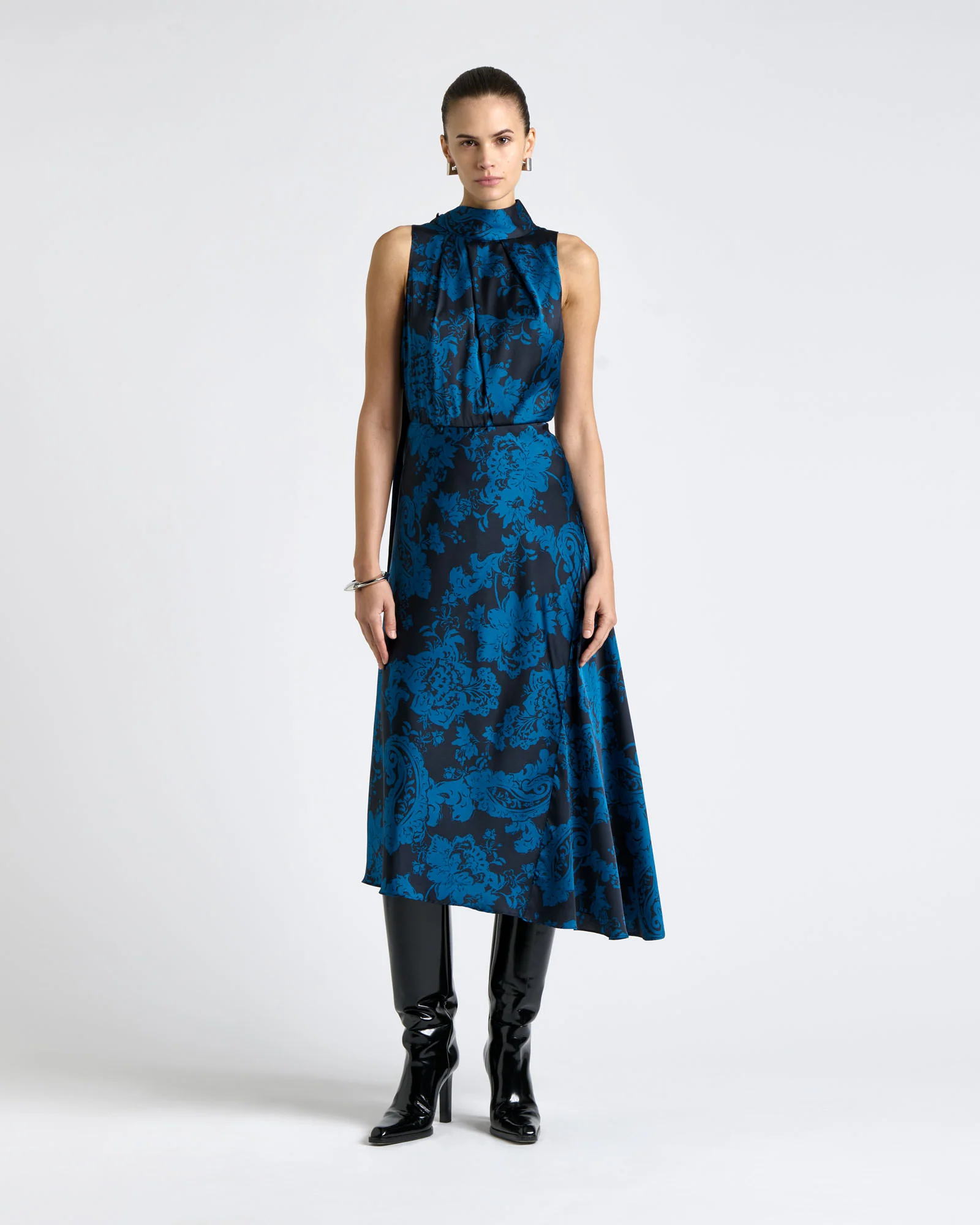 Paisley Stencil Floral Midi Dress