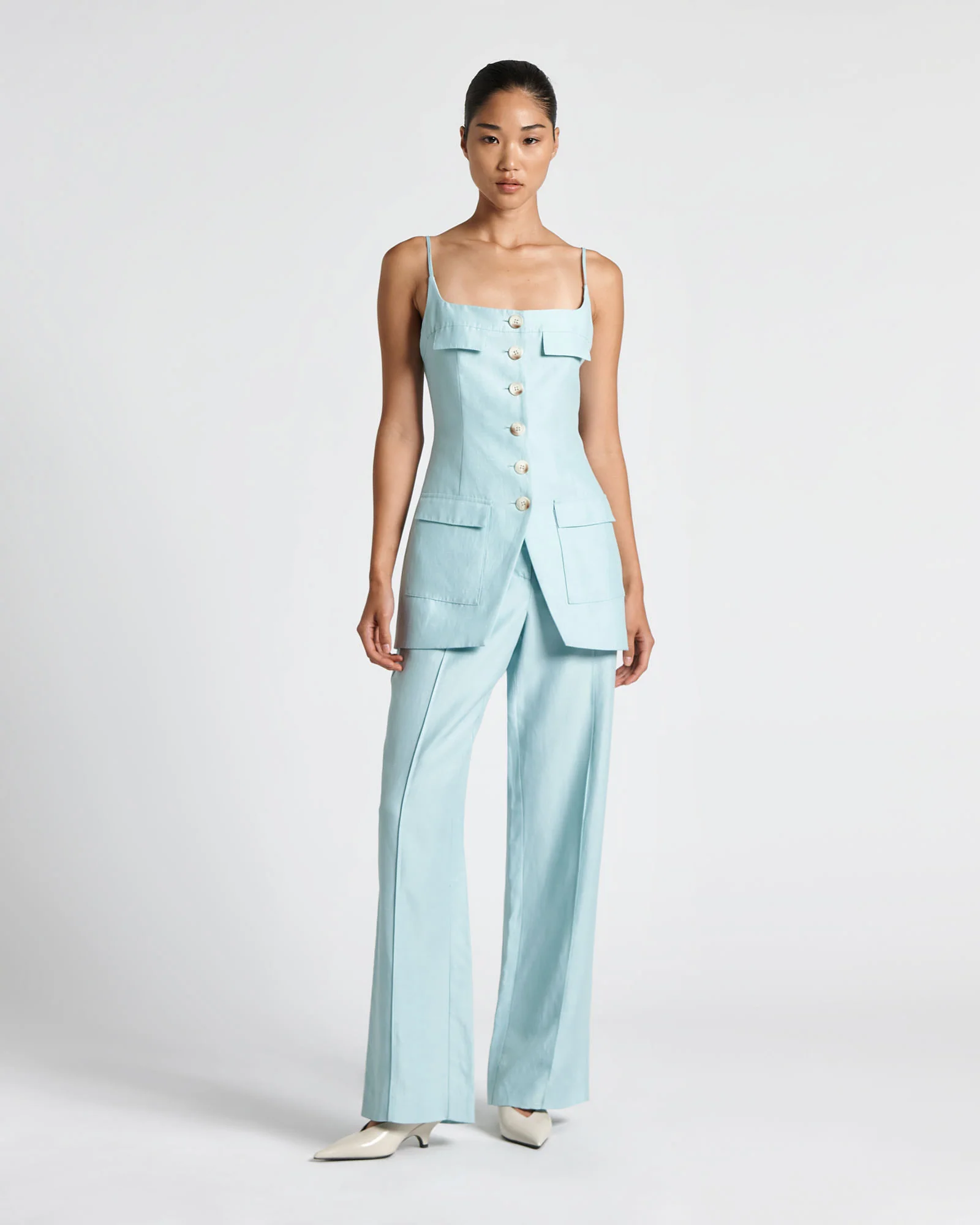 Powder Blue Safari Pocket Top