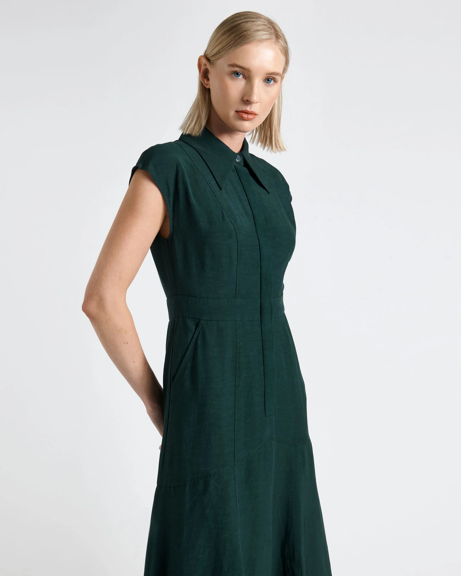 Viscose Blend Midi Shirt Dress
