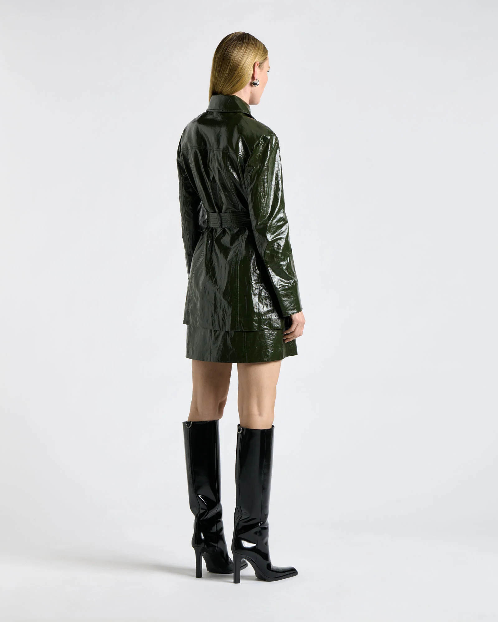 Italian Coated Linen Topstitched Jacket