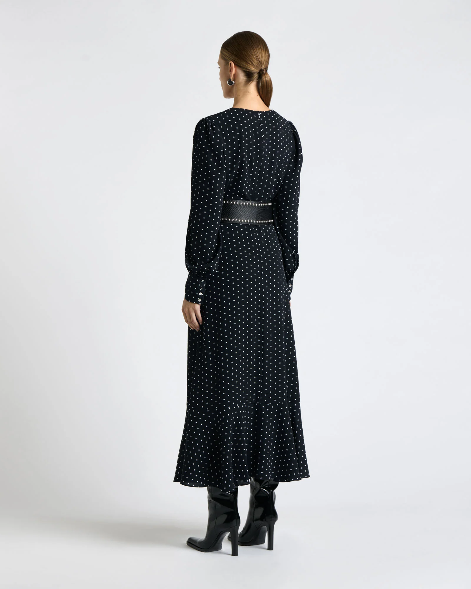 Textured Georgette Spot Midi Dress