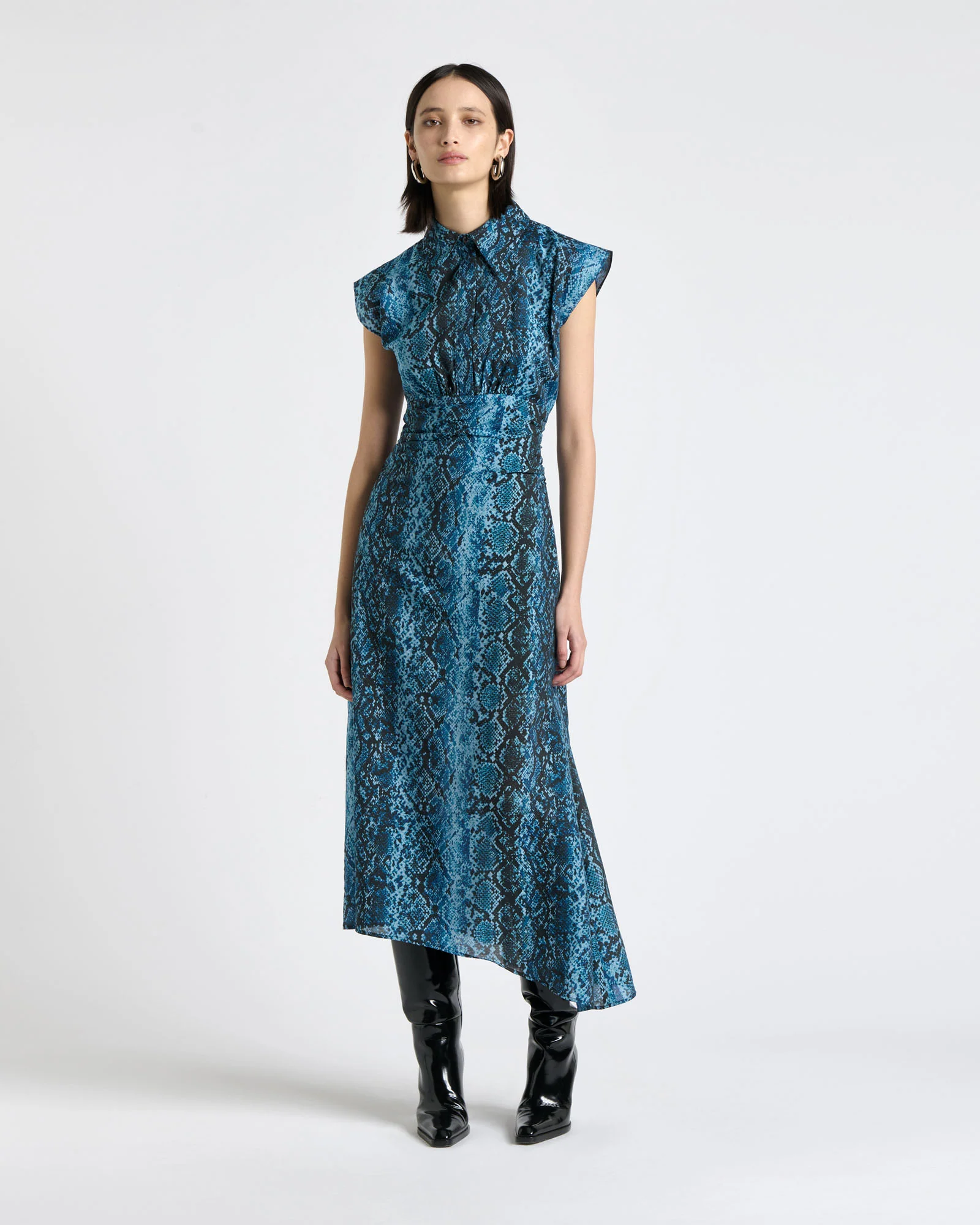 Indigo Python Midi Dress