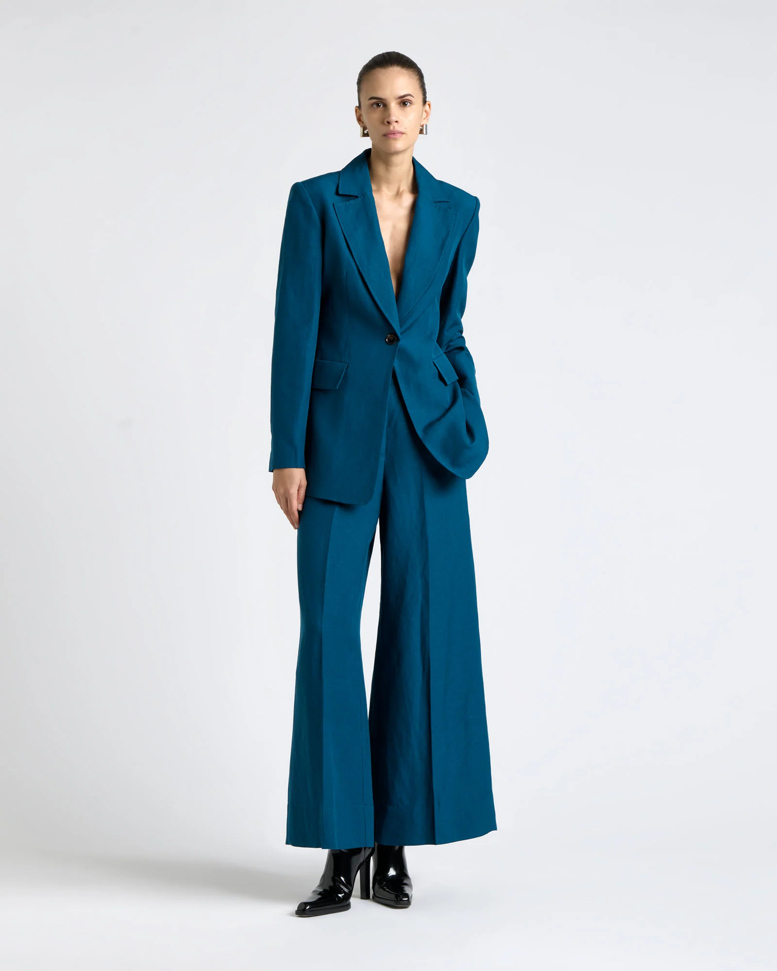 Linen Blend Hourglass Blazer