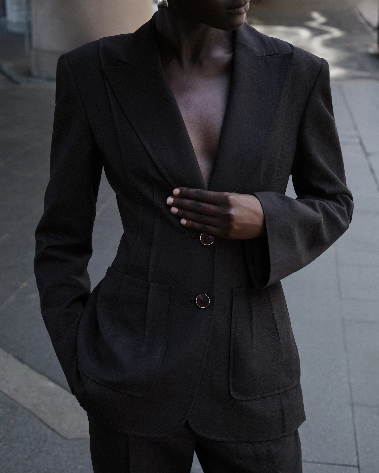 Linen Blend Tailored Blazer