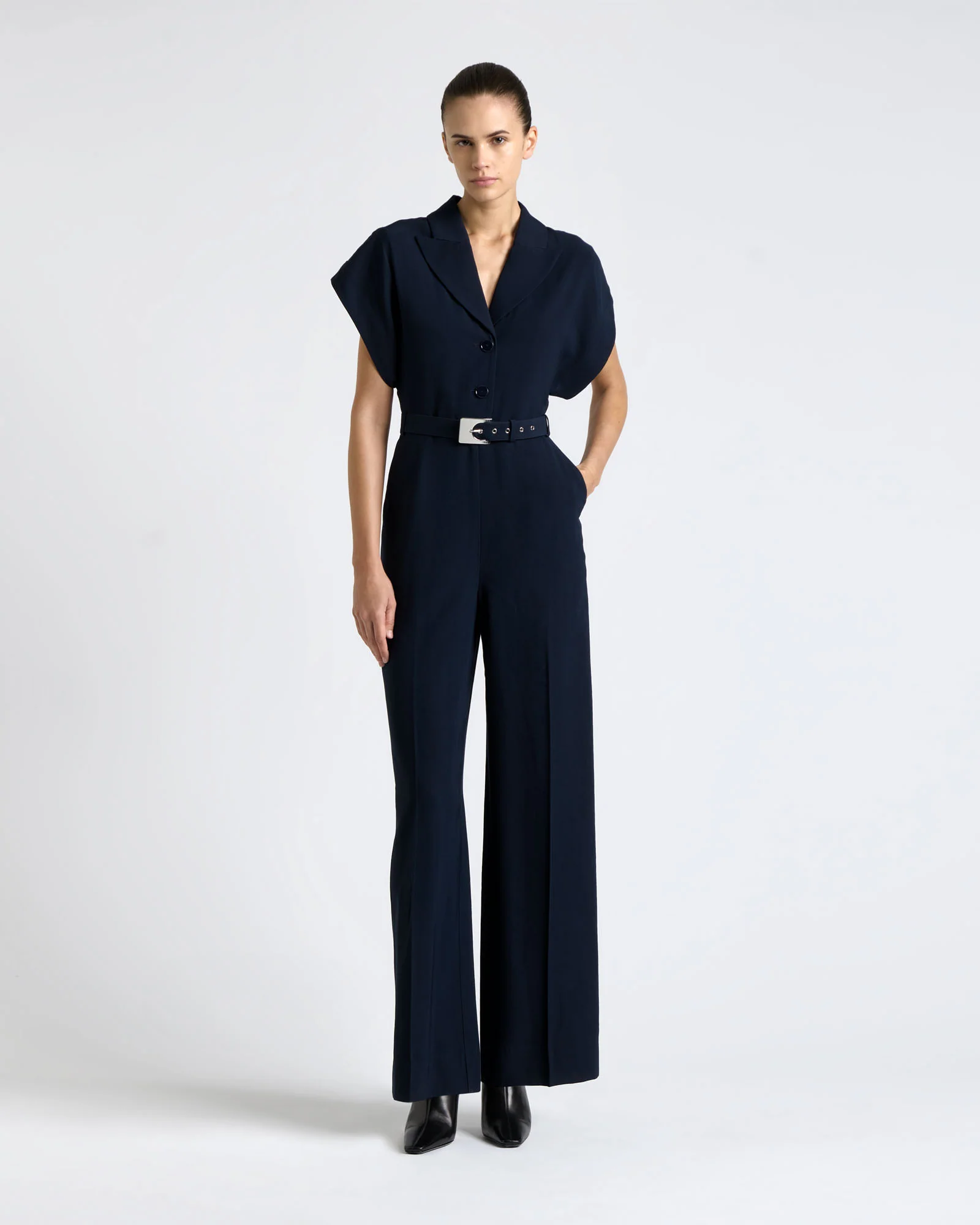 Viscose Twill Wide Leg Jumpsuit