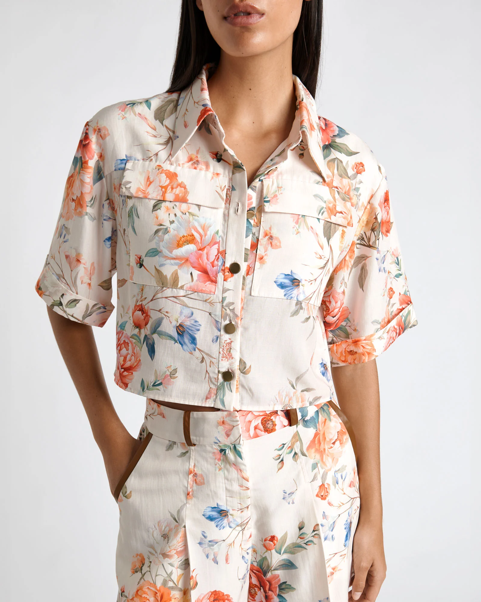 Peony Garden Cropped Shirt