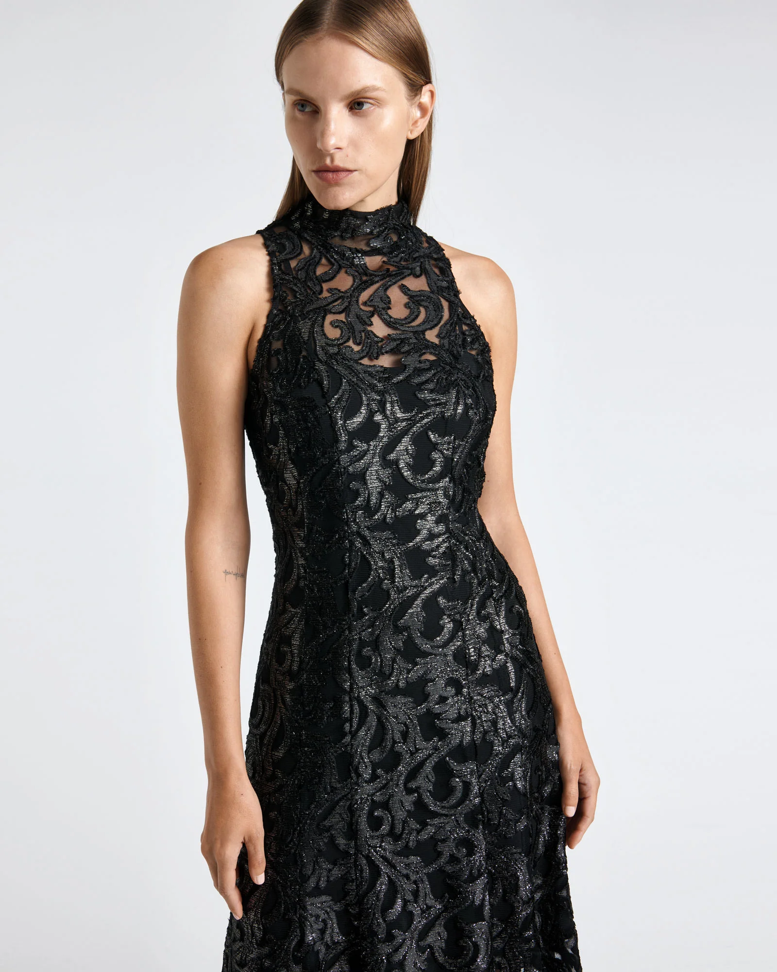 Tapestry Lurex Racer Midi Dress