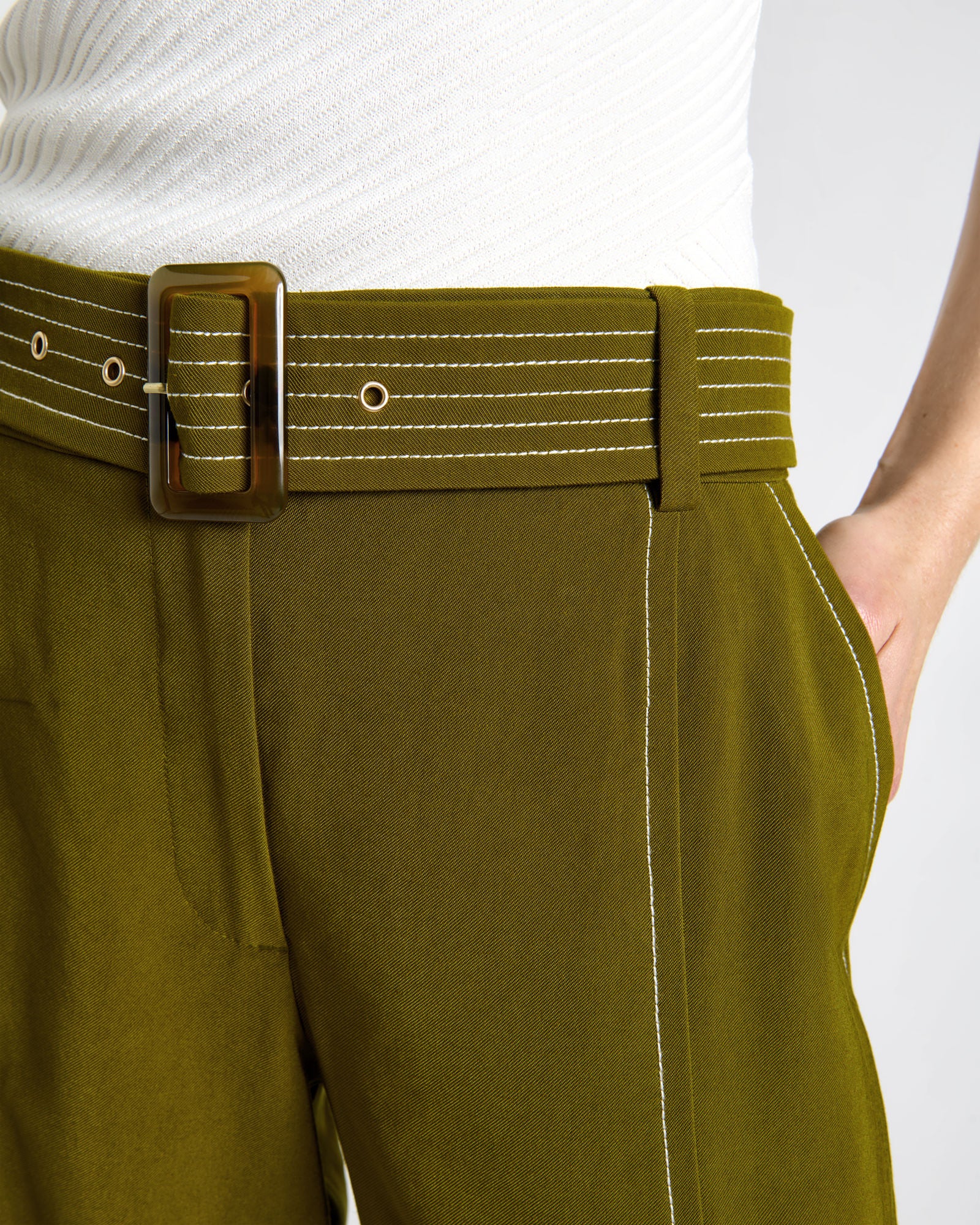 Cactus Green Top Stitched Pant