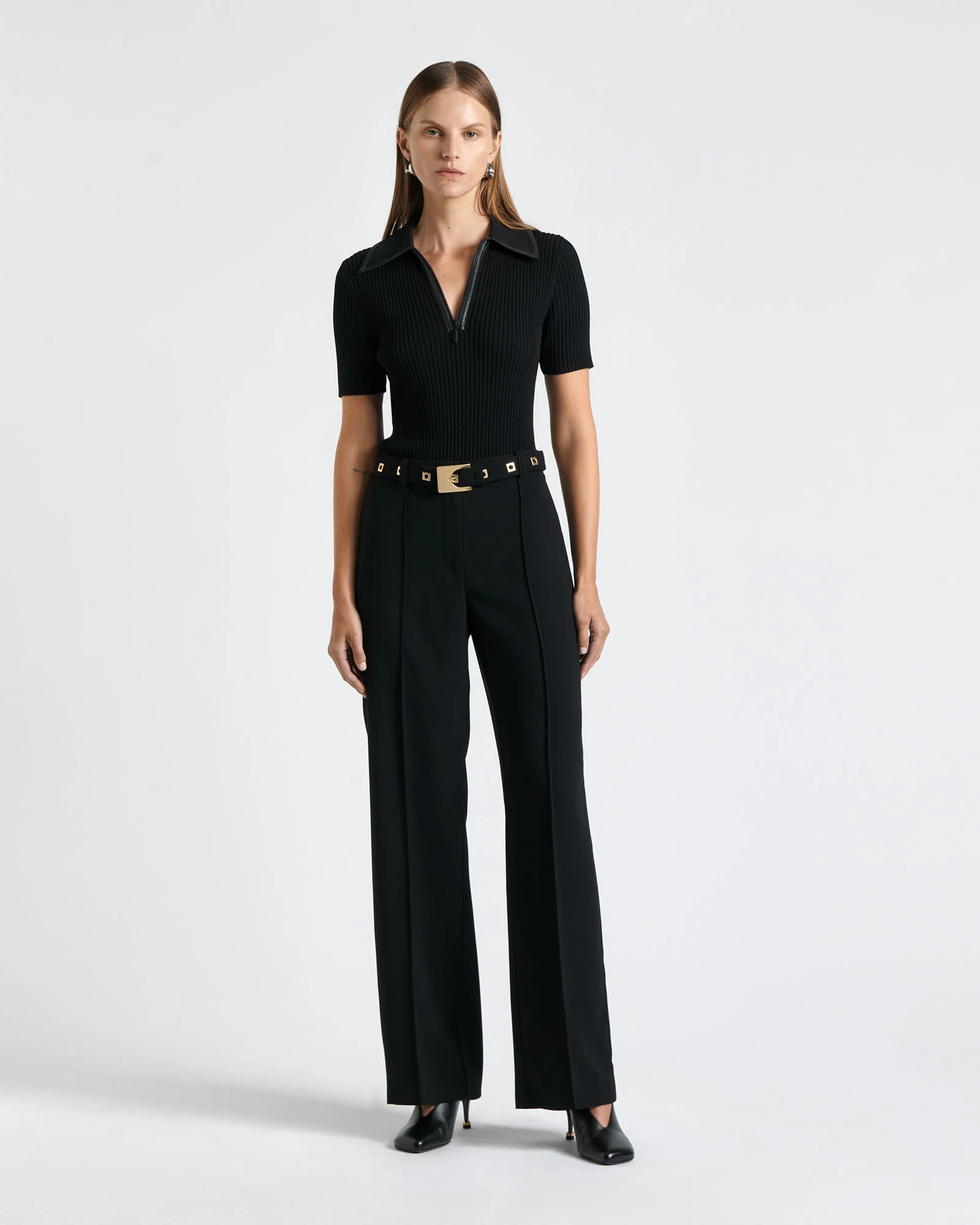 Square Buckle Straight Leg Pant
