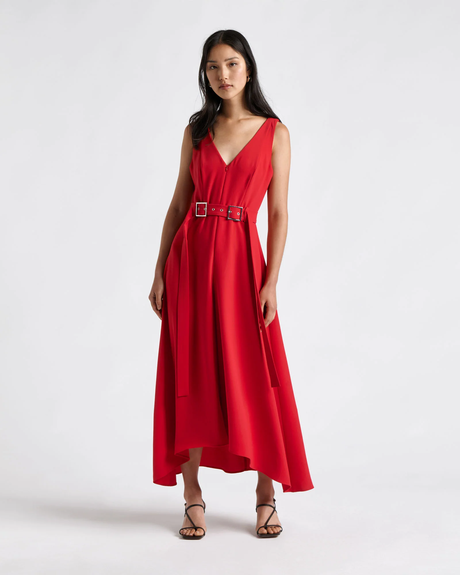 Chilli Double Buckle Zip Front Midi Dress