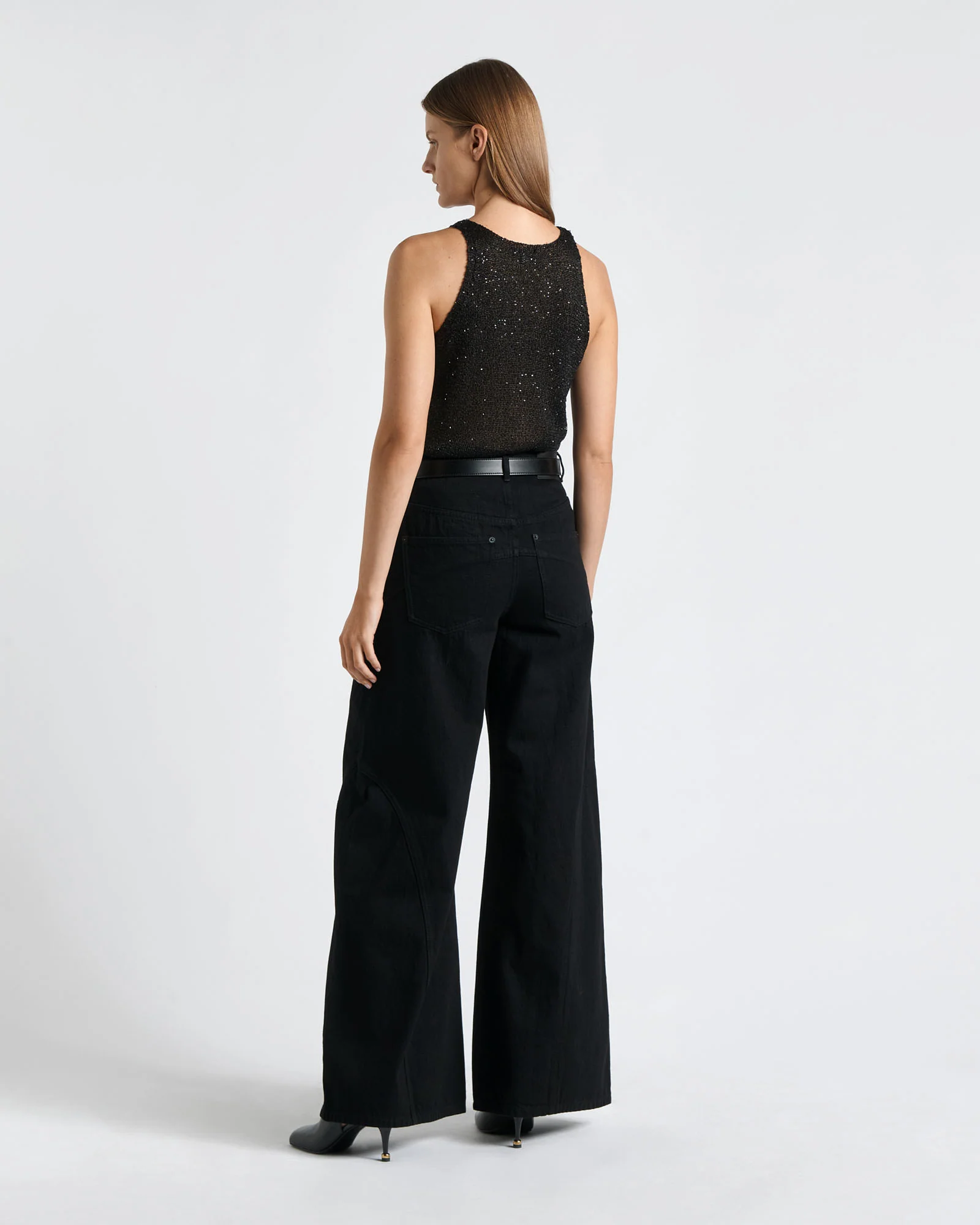 Black Sequin Knit Tank