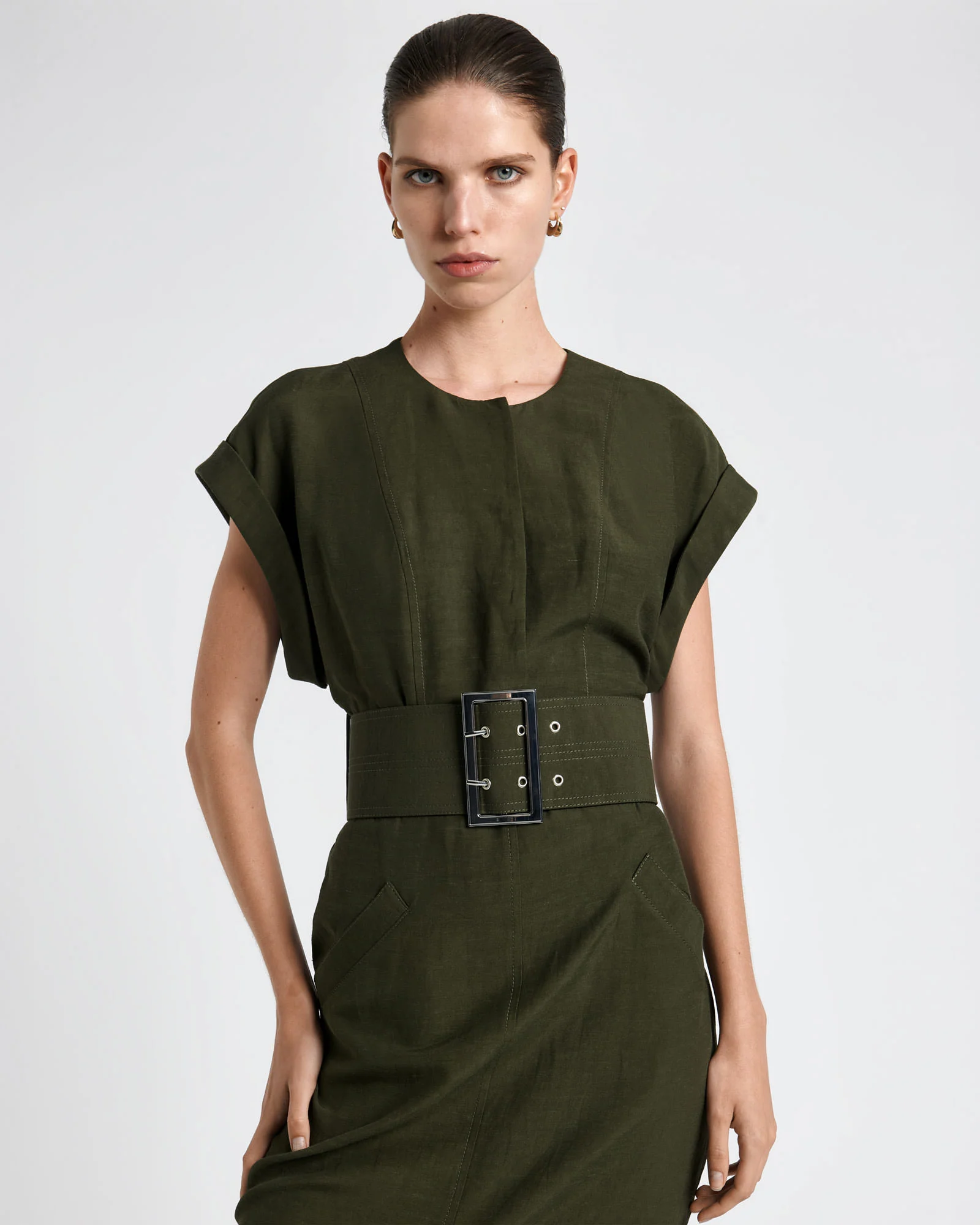 Statement Buckle Midi Dress