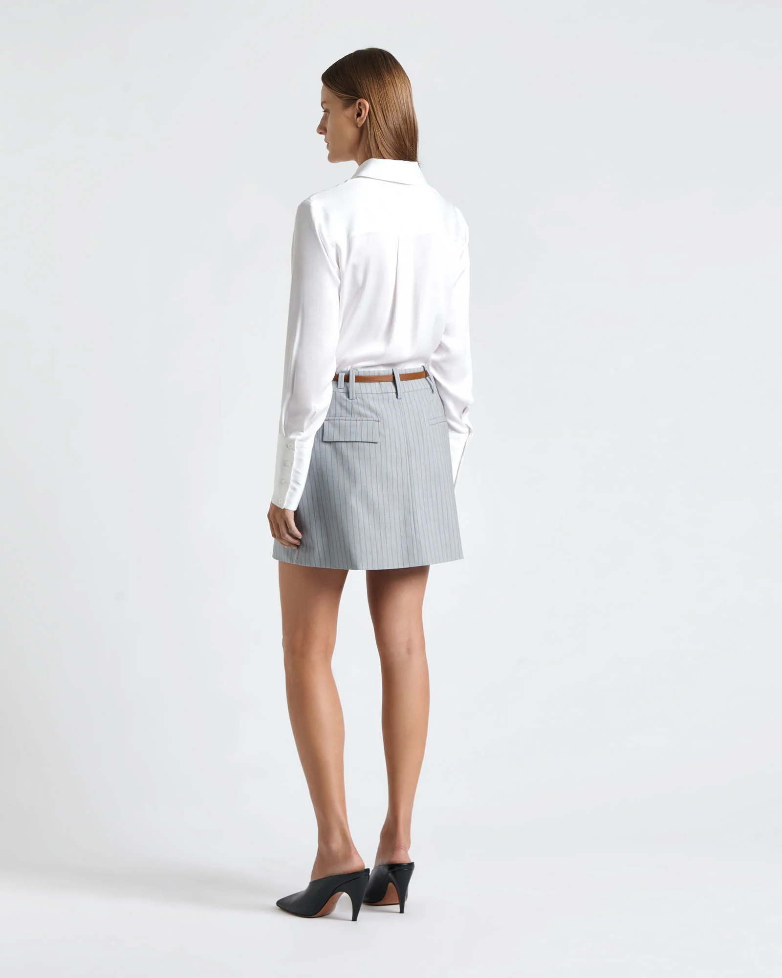 European Wool Pinstripe Mini Skirt