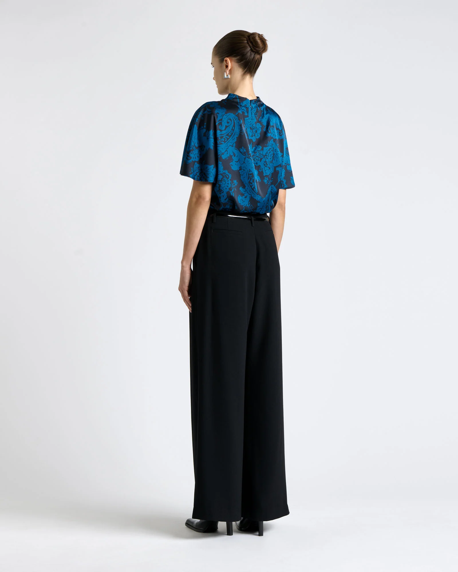 Paisley Stencil Floral Cowl Neck Top